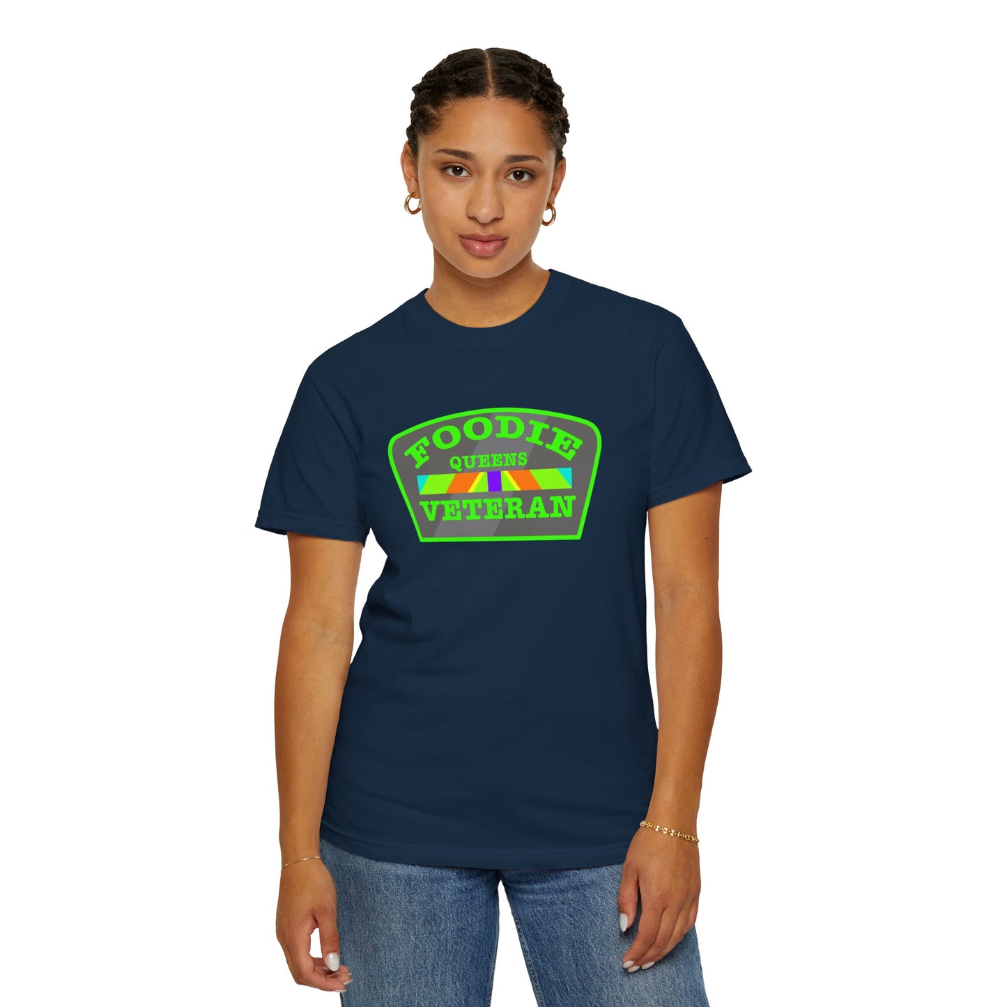L.O.E.F Foodie Veteran QUEENS Unisex Tee Shirt (Neon Green)