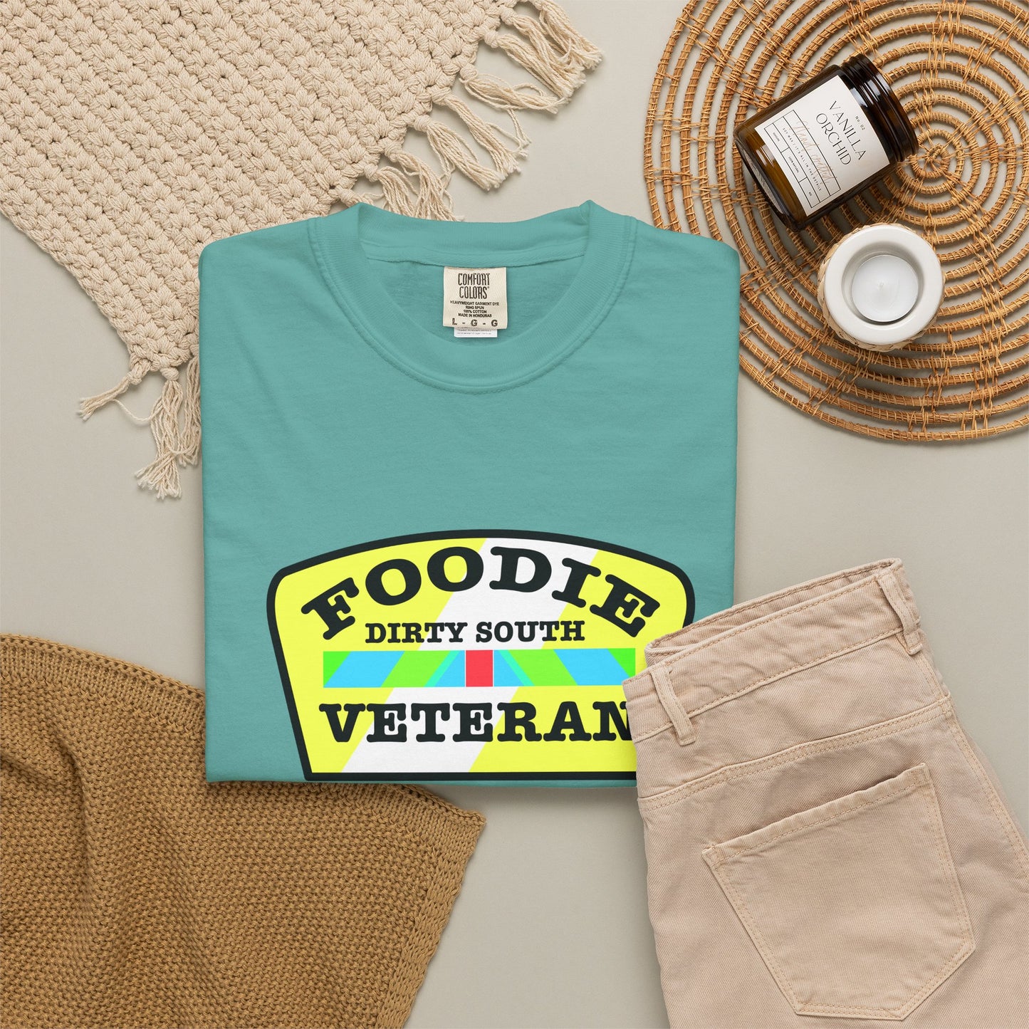 L.O.E.F Foodie Veteran DIRTY SOUTH Unisex Tee Shirt (Yellow and Black)
