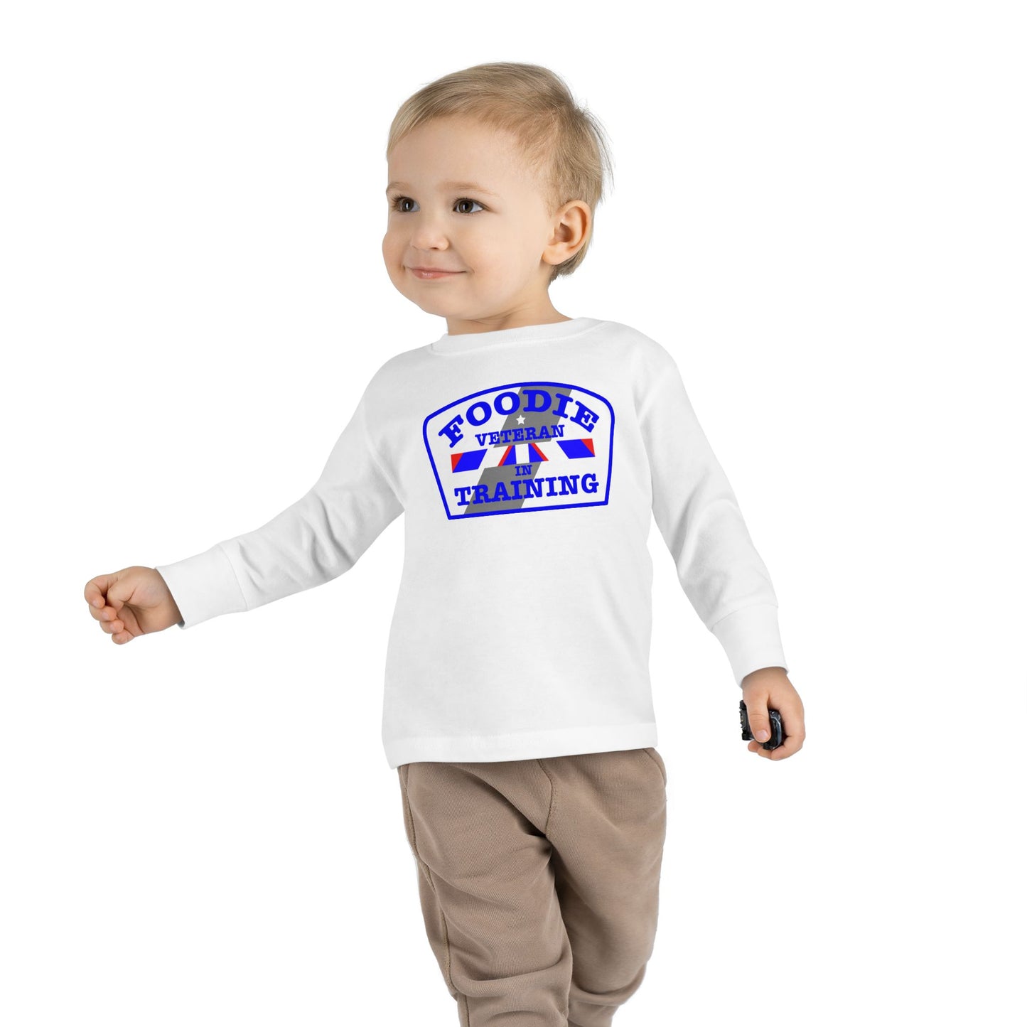 L.O.E.F Foodie Veteran In Training Toddler Long Sleeve Tee (Blue)
