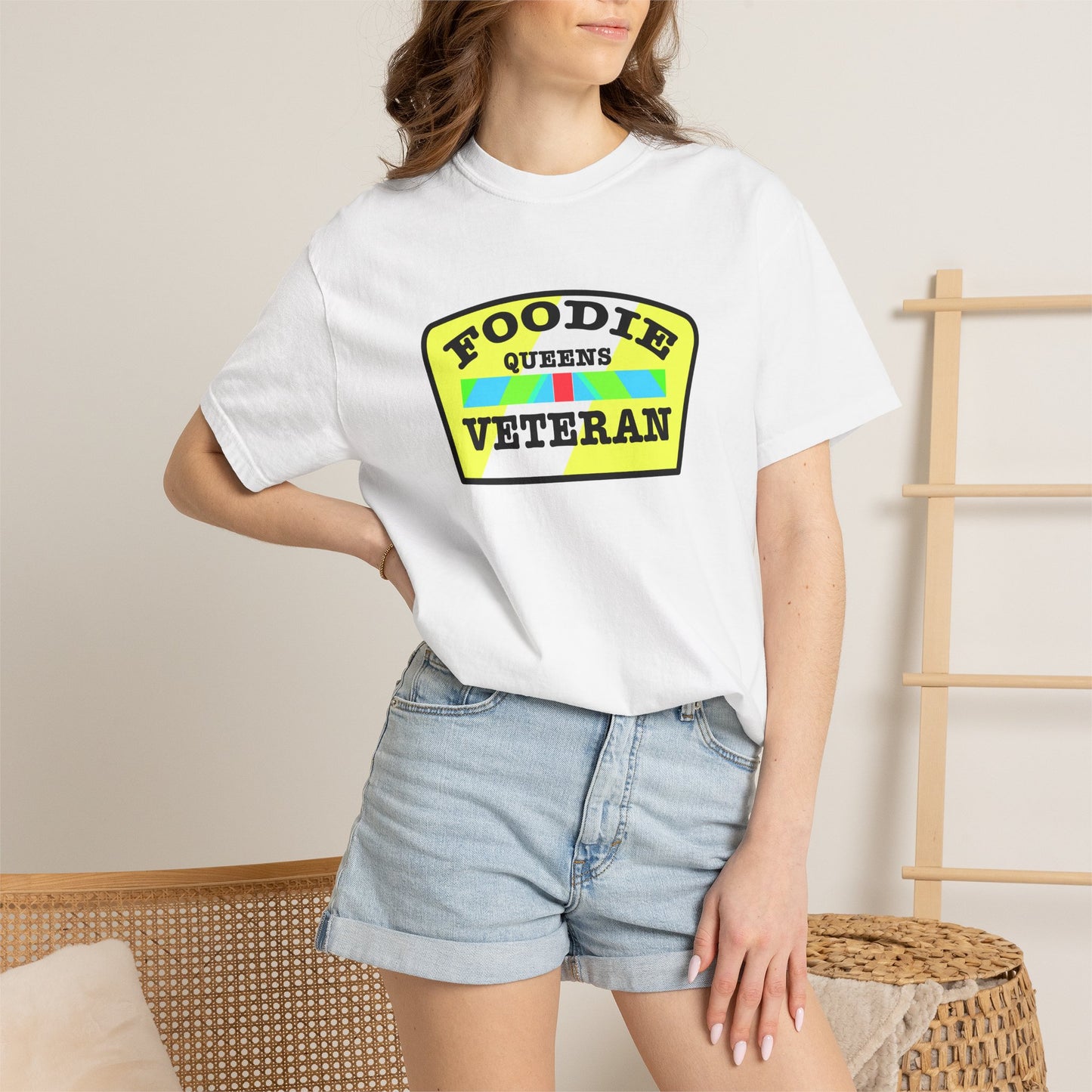 L.O.E.F Foodie Veteran QUEENS Unisex Tee Shirt (Yellow and Black)