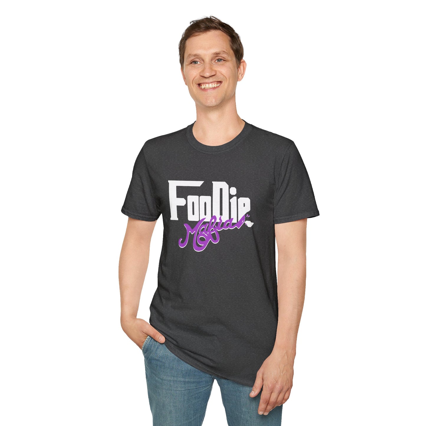 L.O.E.F White Foodie Mafia Unisex Tee Shirt  (Purple)