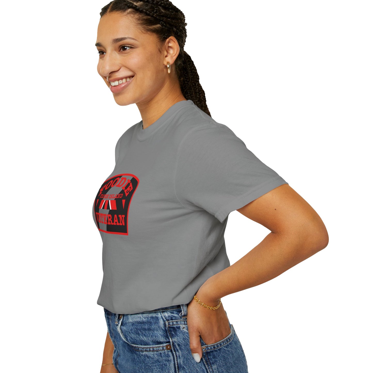 L.O.E.F Foodie Veteran STATEN ISLAND Unisex Tee Shirt (Red)