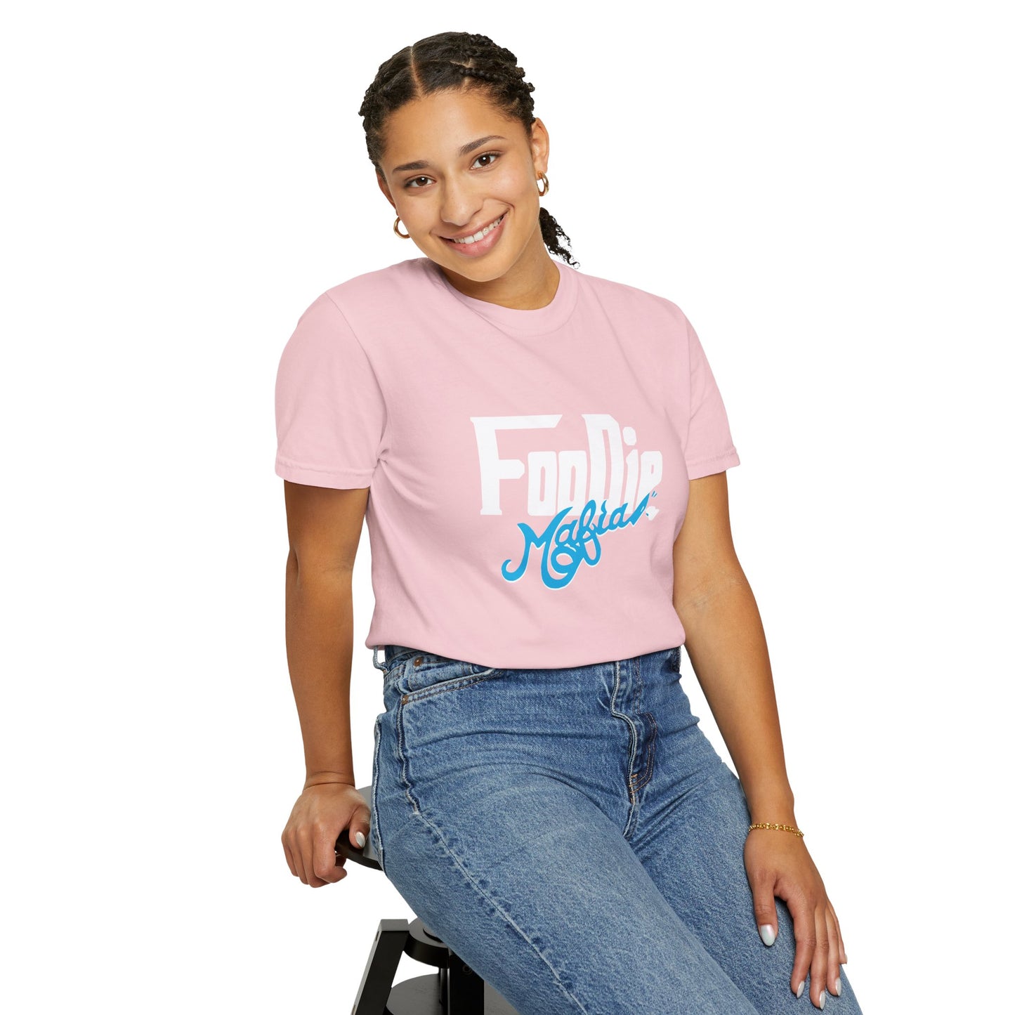 L.O.E.F White Foodie Mafia Unisex Tee shirt (Apricot)
