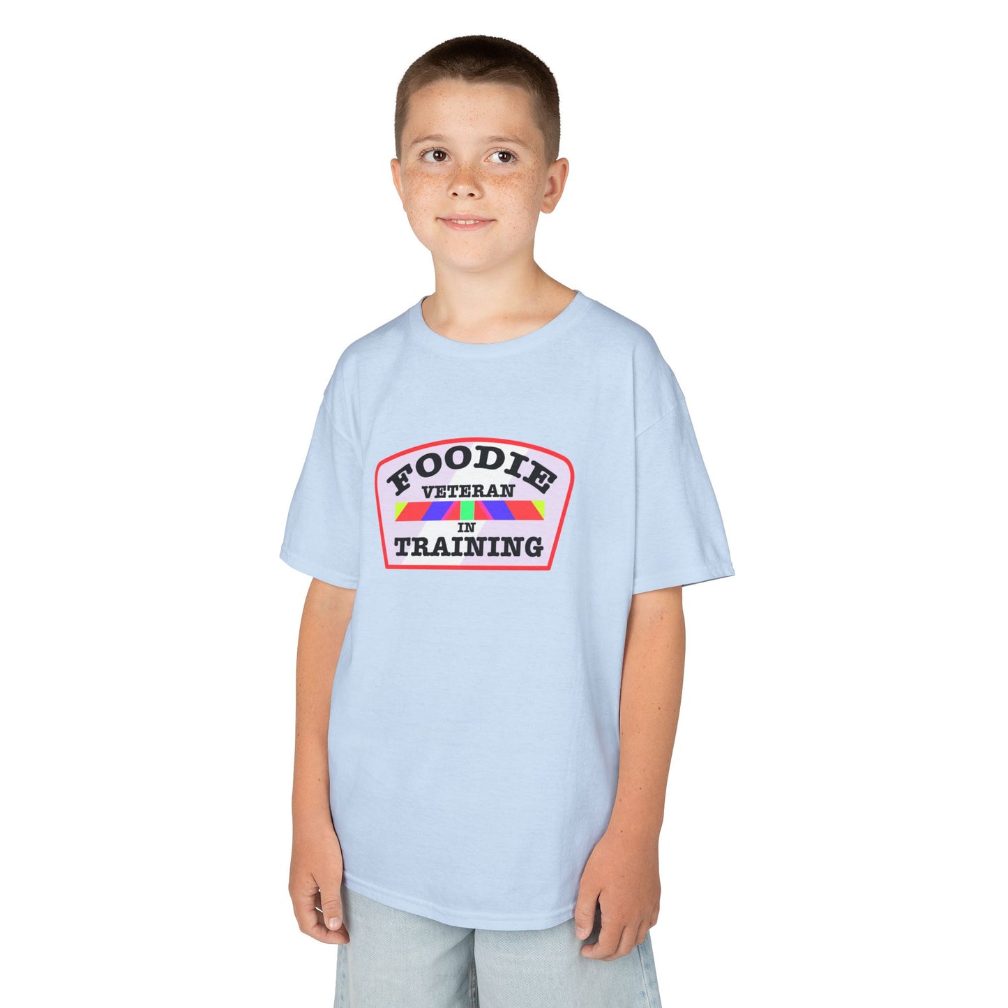 L.O.E.F Foodie Veteran In Training Kids Tee Shirt (Soft Pink)