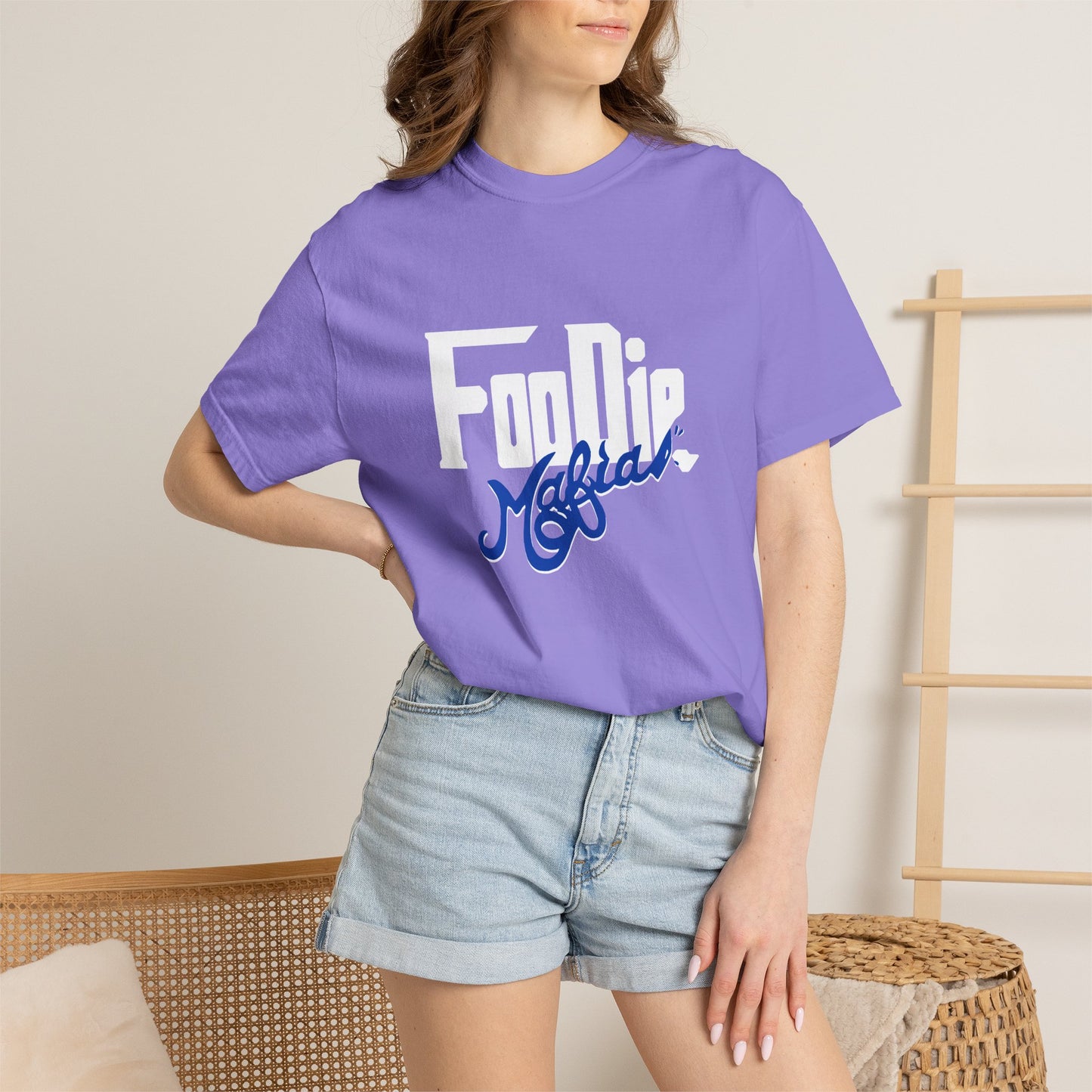 L.O.E.F White Foodie Mafia Unisex Tee shirt (Dark Blue)