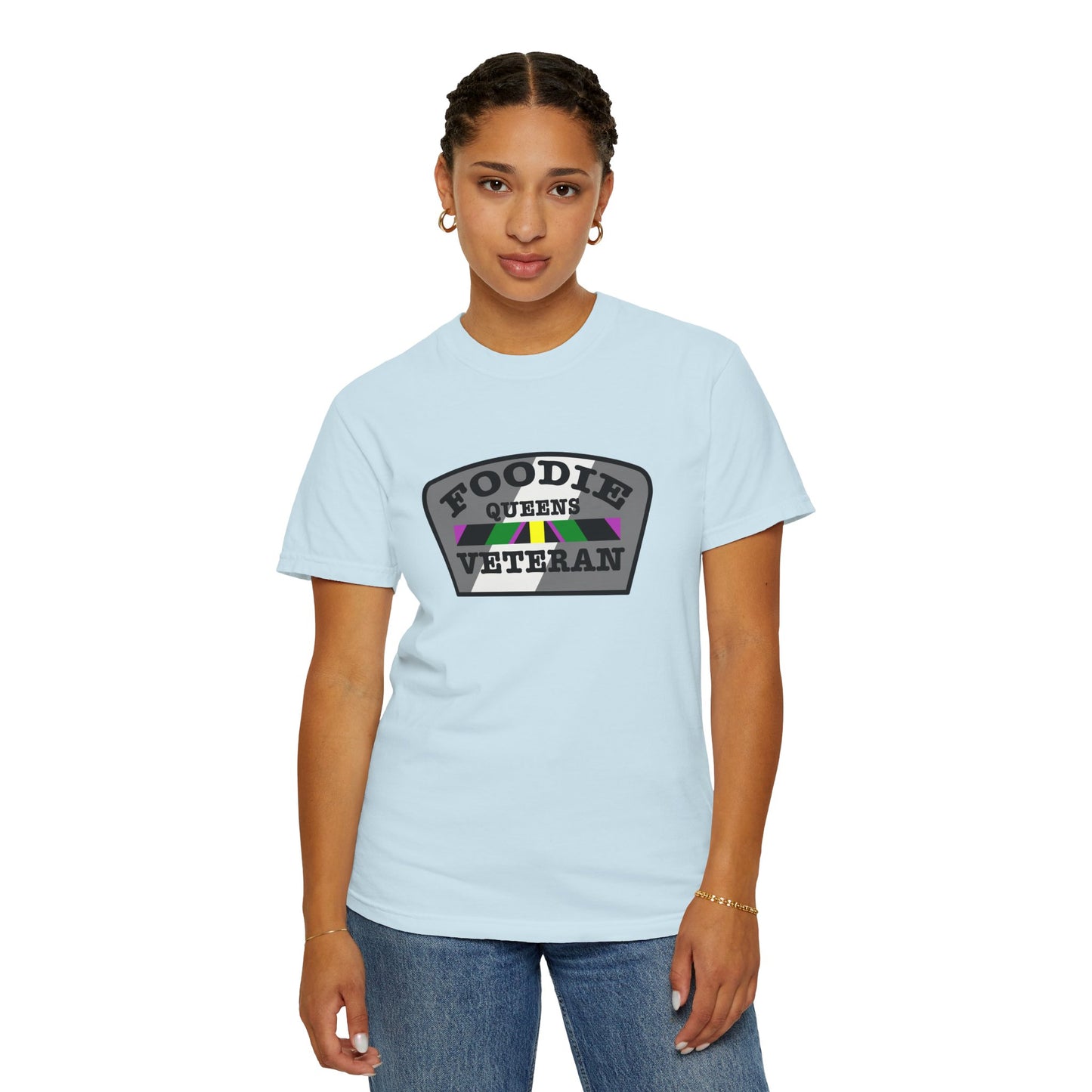 L.O.E.F Foodie Veteran Queens Unisex Tee Shirt (Gray)