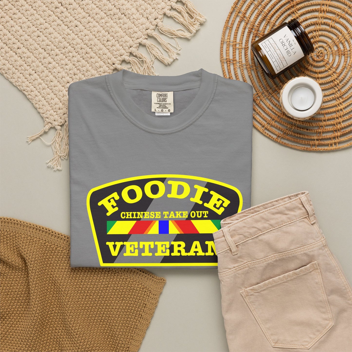 L.O.E.F Foodie Veteran CHINESE TAKE OUT Unisex Tee Shirt (Yellow)