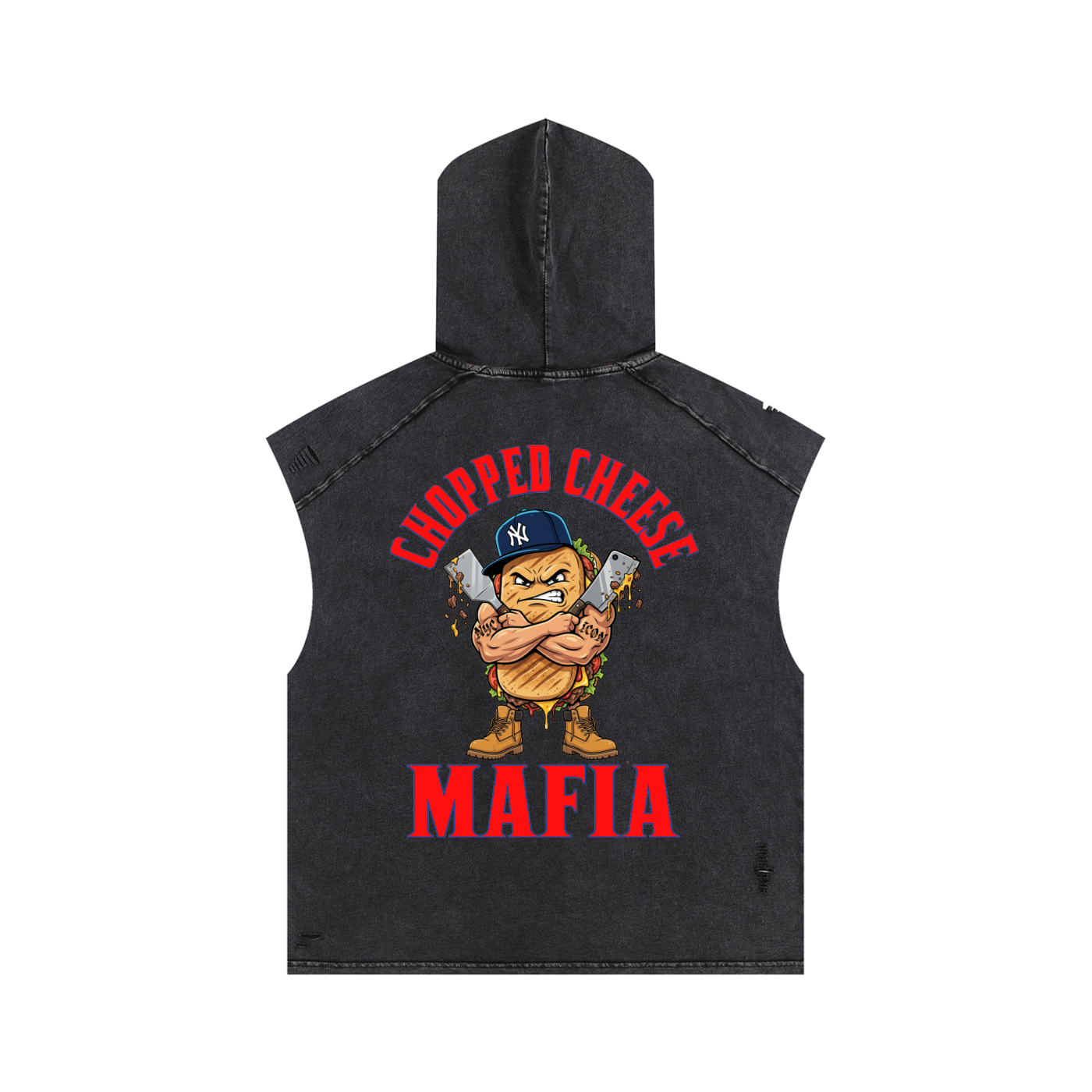 L.O.E.F. Life Chopped Cheese Snow Washed Boxy Hooded Tank Top