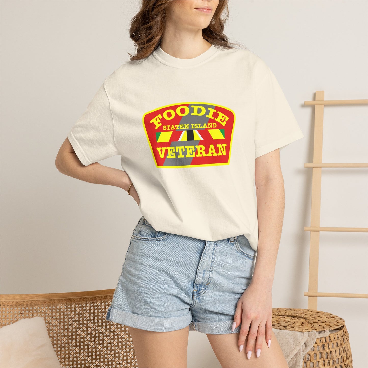 L.O.E.F Foodie Veteran STATEN ISLAND Unisex Tee Shirt (Yellow)