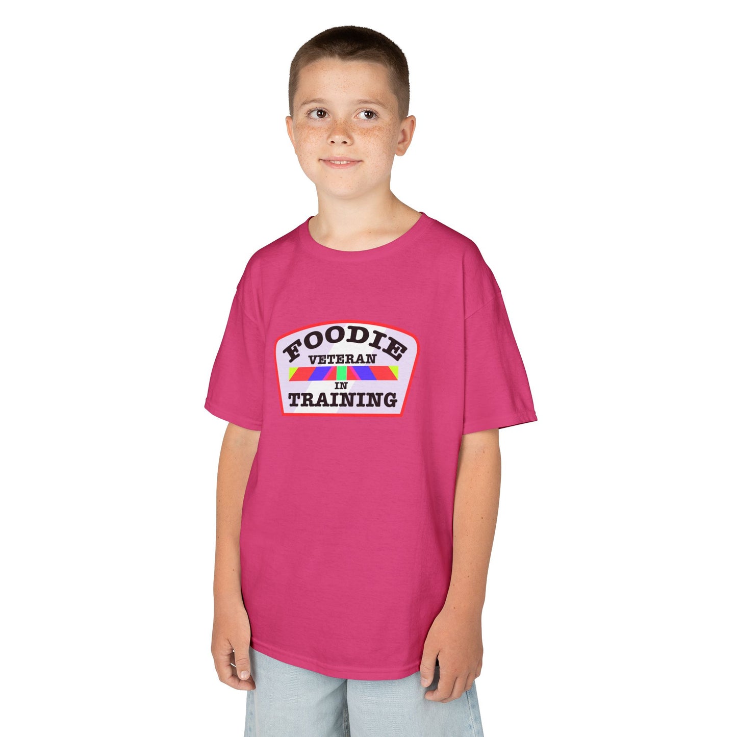 L.O.E.F Foodie Veteran In Training Kids Tee Shirt (Soft Pink)