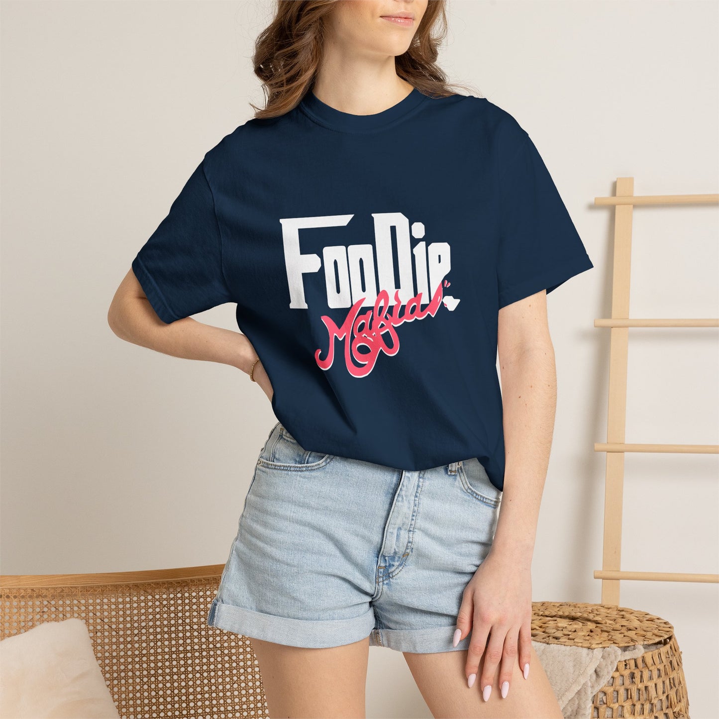 L.O.E.F White Foodie Mafia Unisex Tee shirt (Fiery Red)