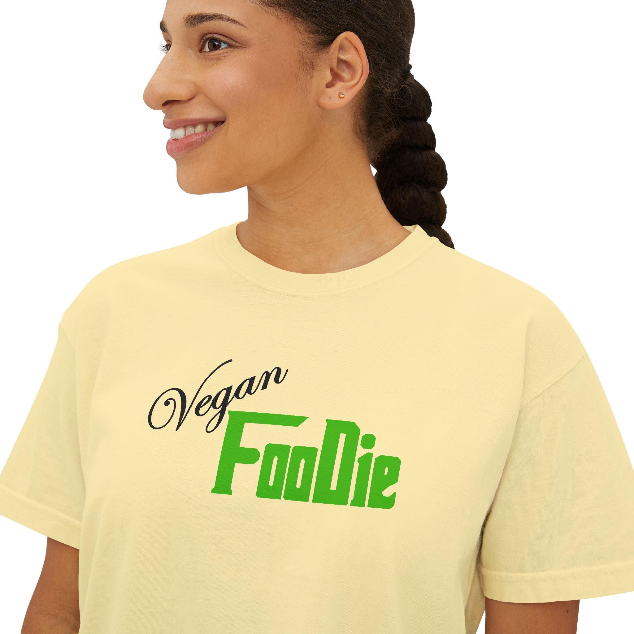 L.O.E.F Women Vegan Foodie Boxy Tee (Kelly Green)