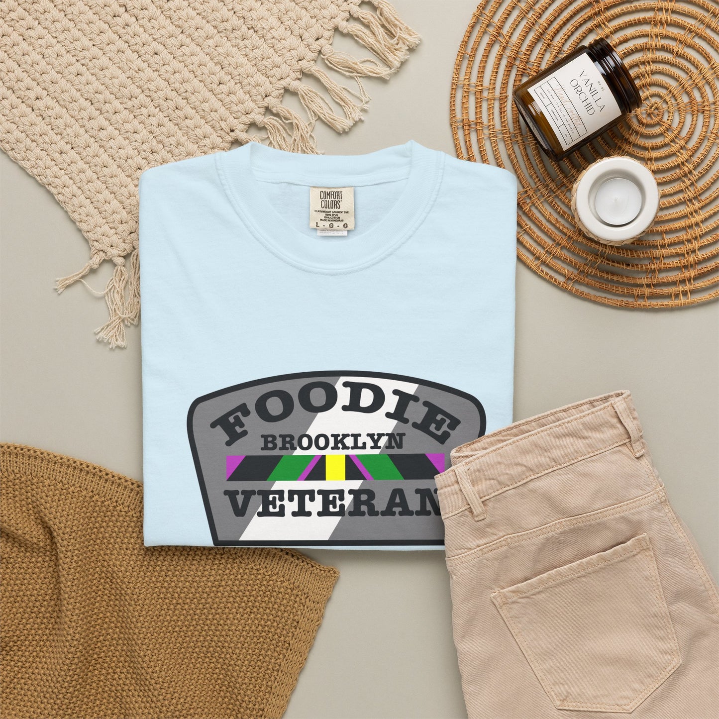 L.O.E.F Foodie Veteran Brooklyn Unisex Tee Shirt (Gray)