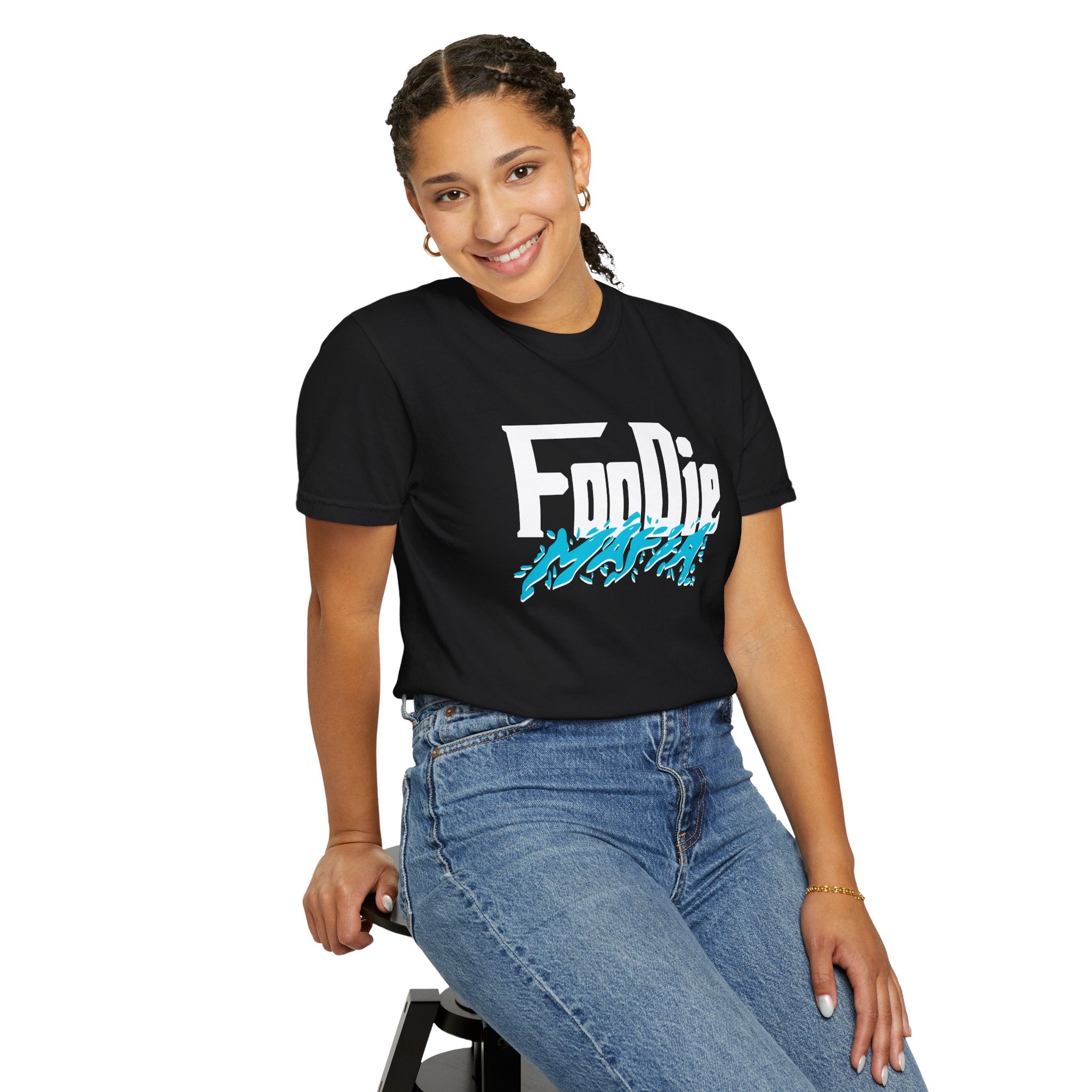 L.O.E.F Foodie Mafia Unisex Tee Shirt  (Aqua Blue)