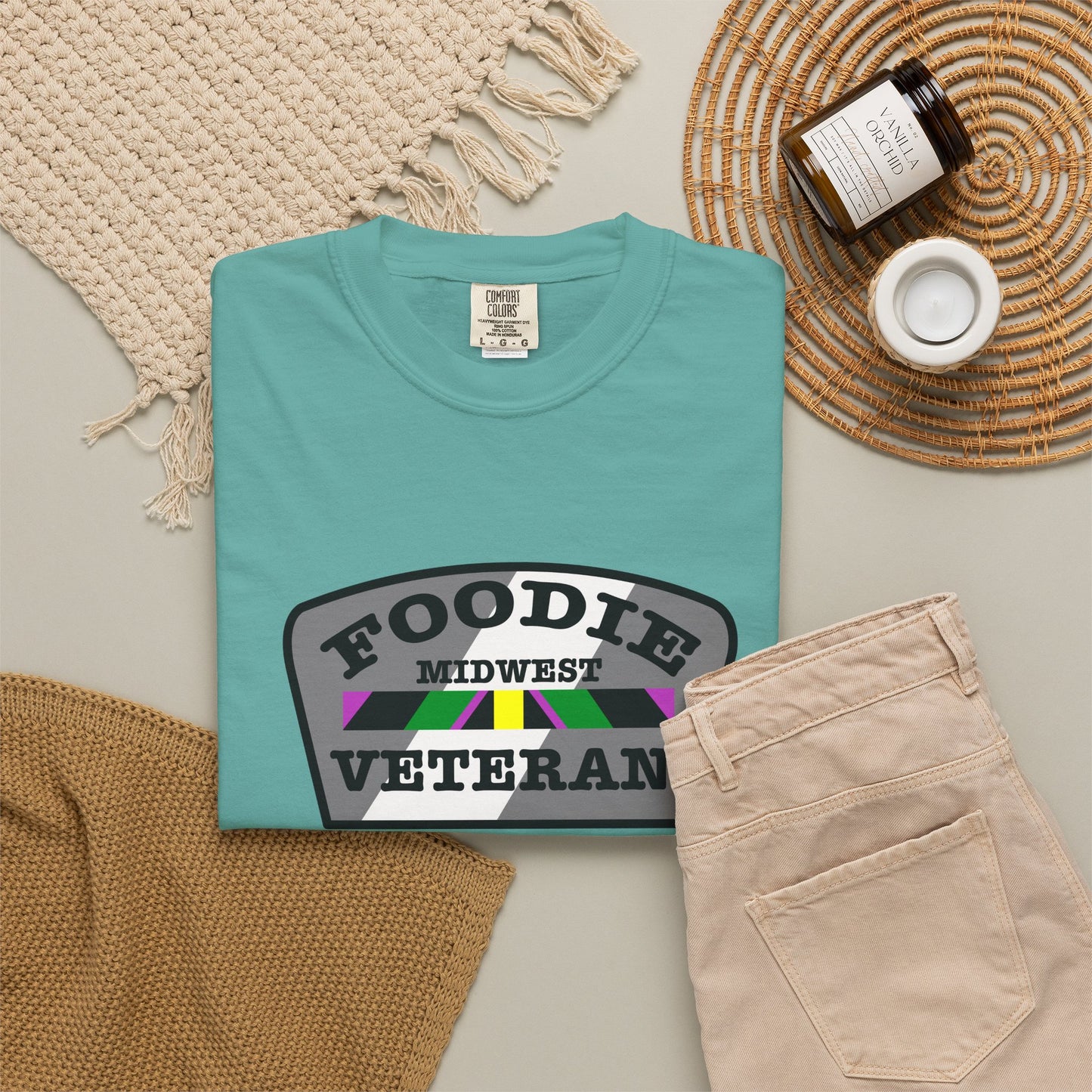 L.O.E.F Foodie Veteran MIDWEST Unisex Tee Shirt (Gray)