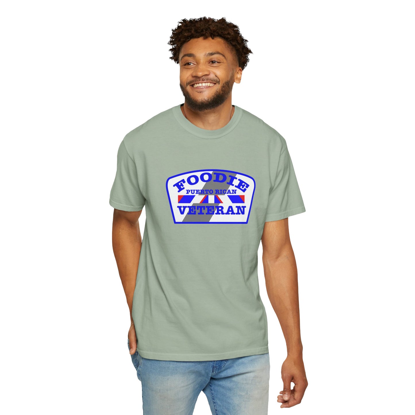 L.O.E.F Foodie Veteran Puerto Rican Unisex Tee Shirt (Blue)