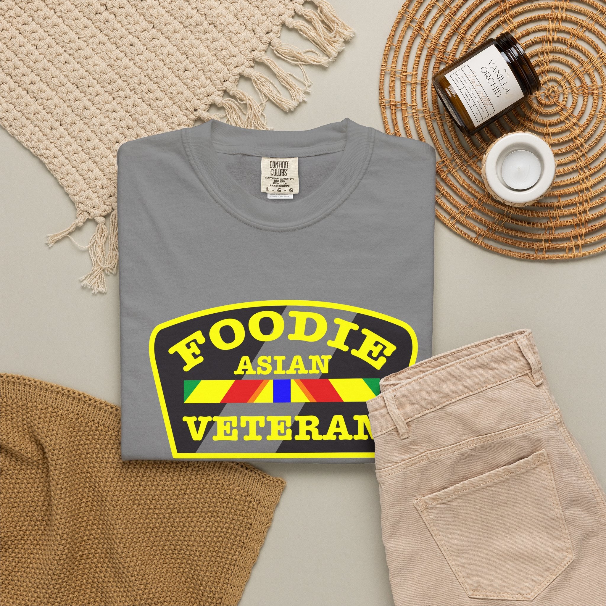 L.O.E.F Foodie Veteran ASIAN Unisex Tee Shirt (Yellow)