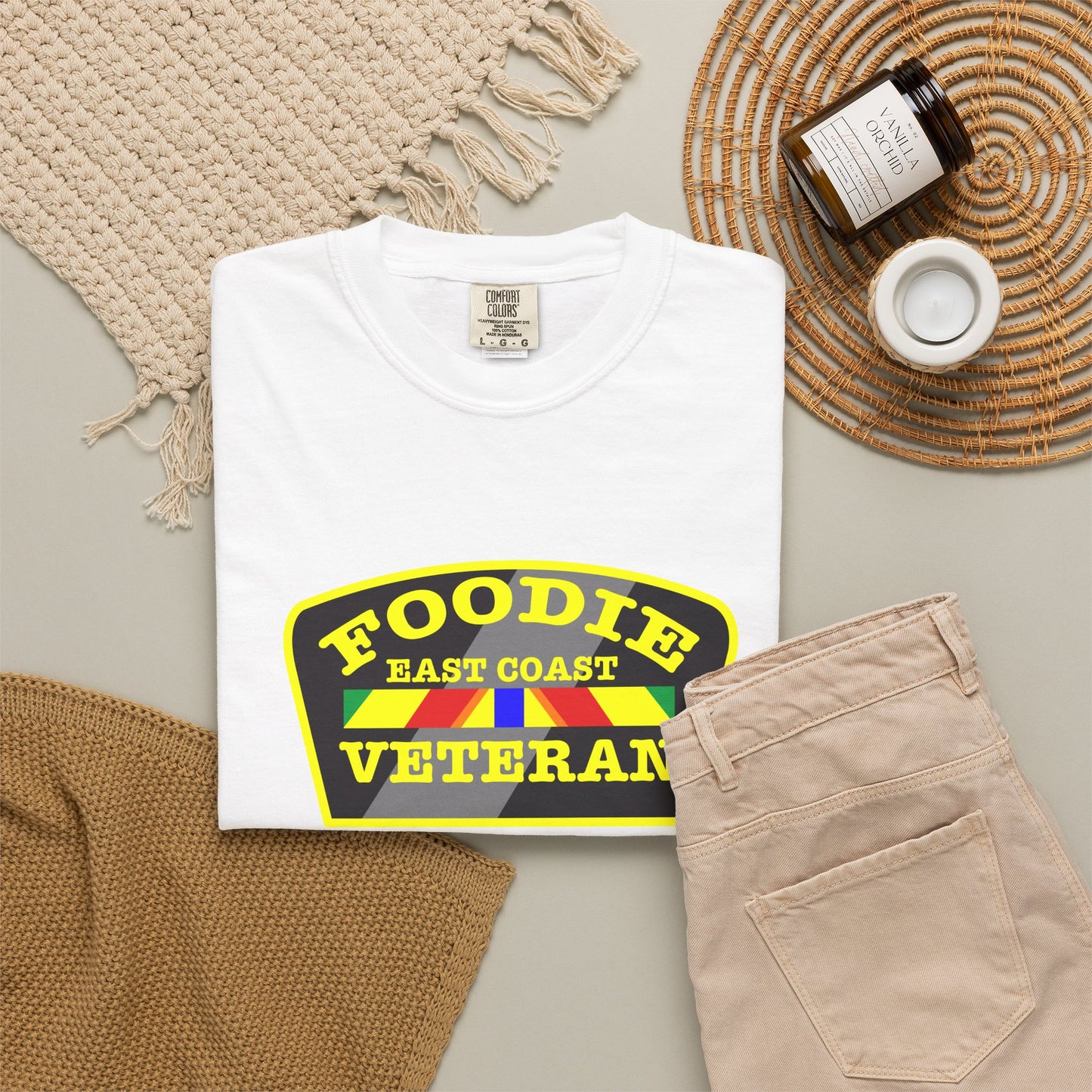 L.O.E.F Foodie Veteran EAST COAST Unisex Tee Shirt (Yellow)