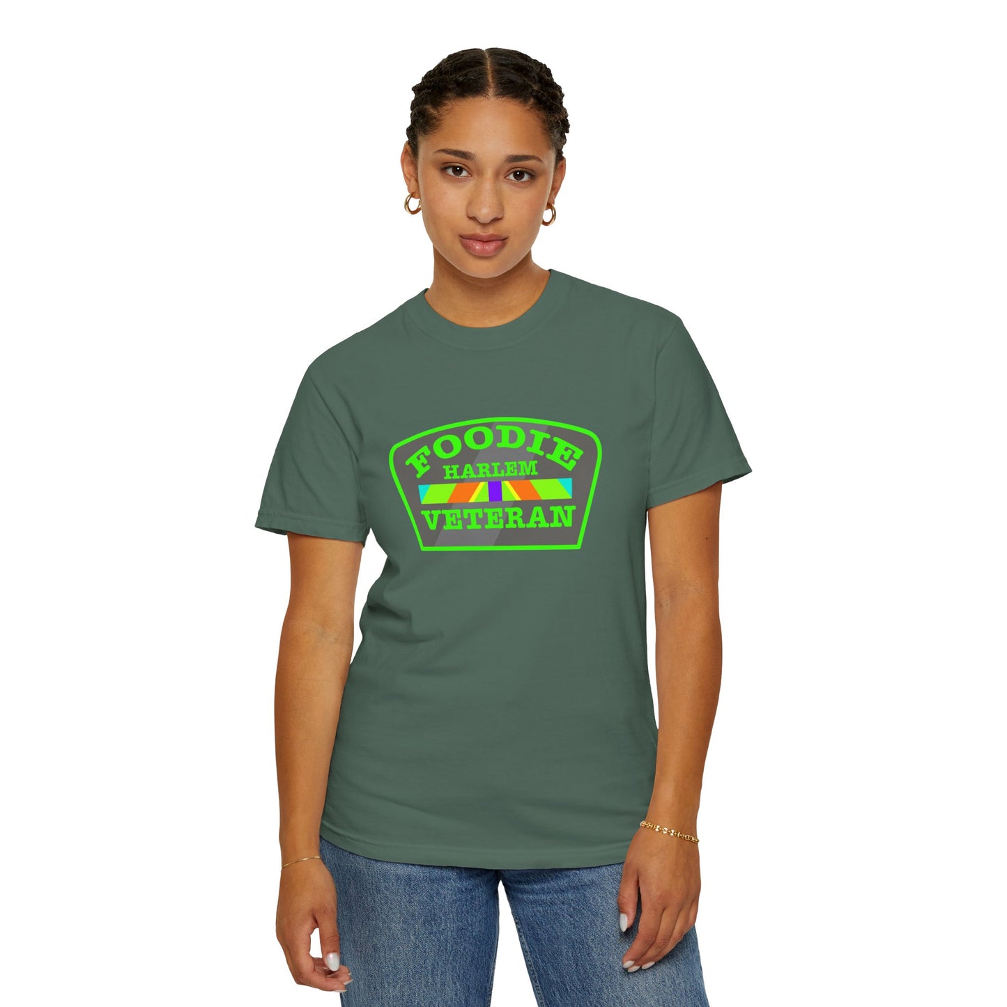 L.O.E.F Foodie Veteran HARLEM Unisex Tee Shirt (Neon Green)