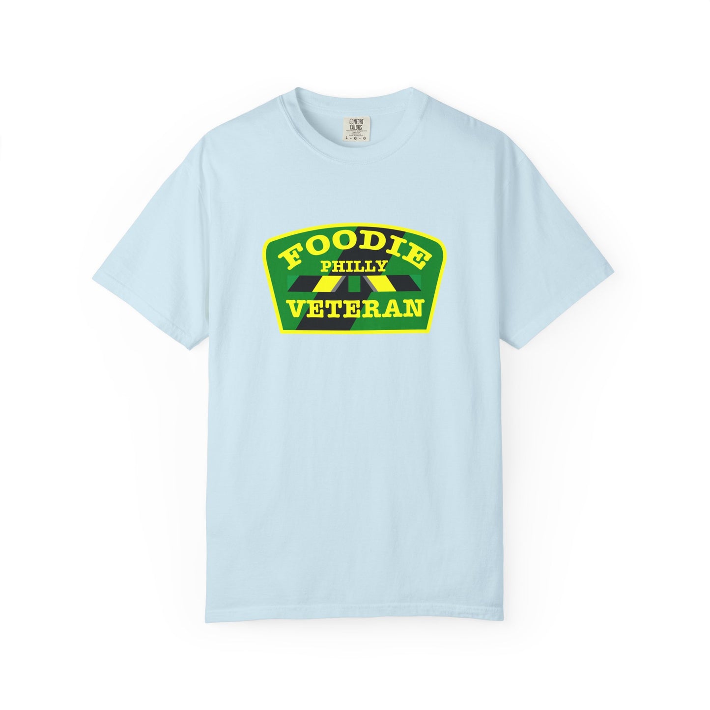 L.O.E.F Foodie Veteran PHILLY Unisex Tee Shirt (Yellow and Green)