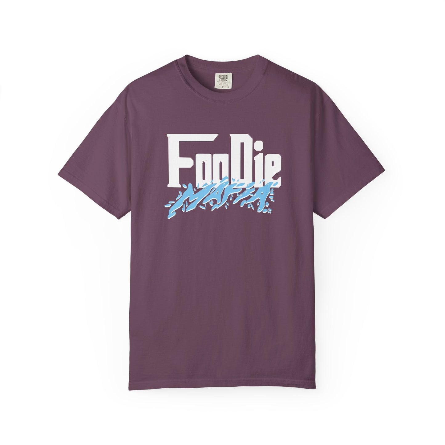 L.O.E.F White Foodie Mafia Unisex Tee Shirt (Sky Blue)