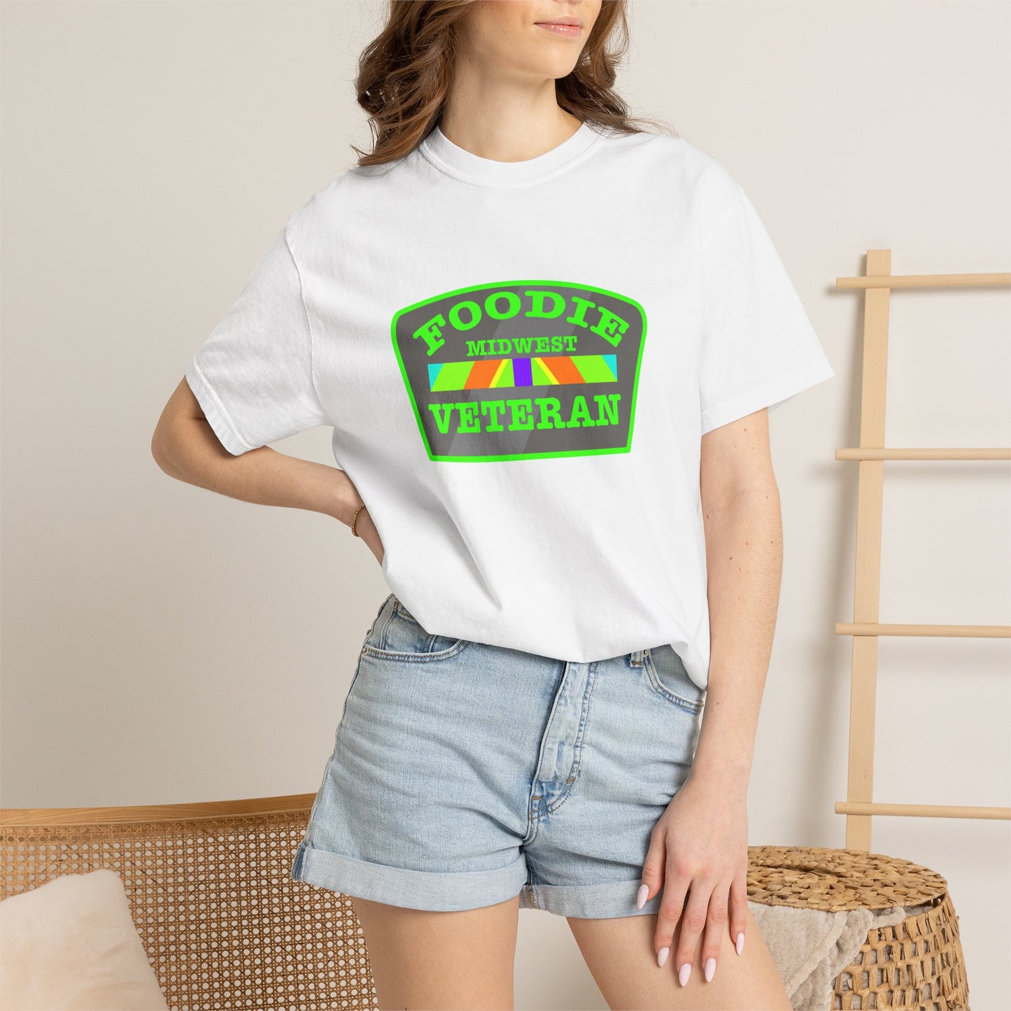 L.O.E.F Foodie Veteran MIDWEST Unisex Tee Shirt (Neon Green)