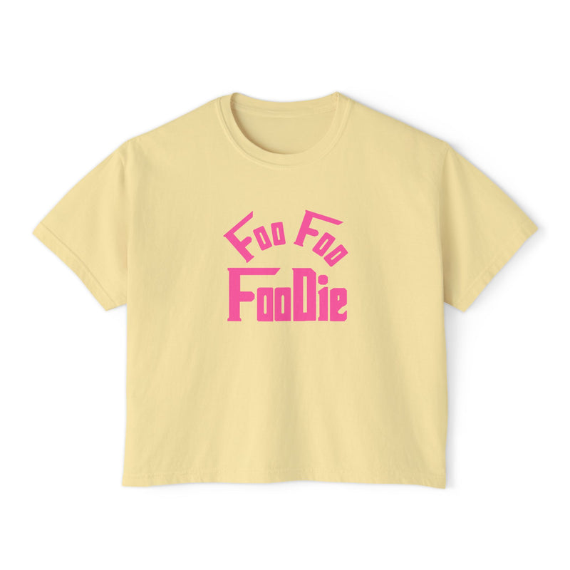 L.O.E.F FOO FOO FOODIE Women Boxy Tee(Hot Pink)