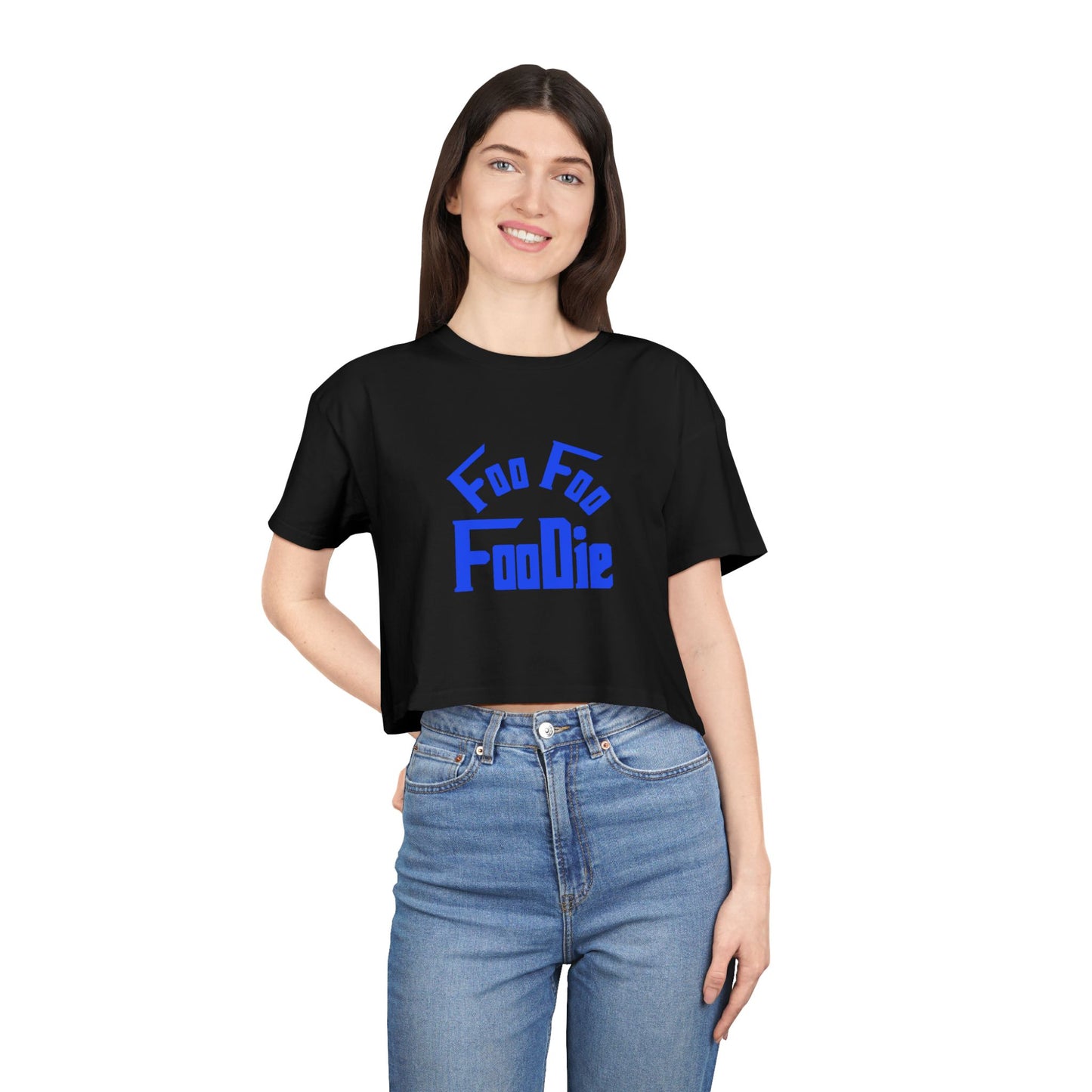 L.O.E.F FOO FOO FOODIE Women Crop Tee(Dark Blue)
