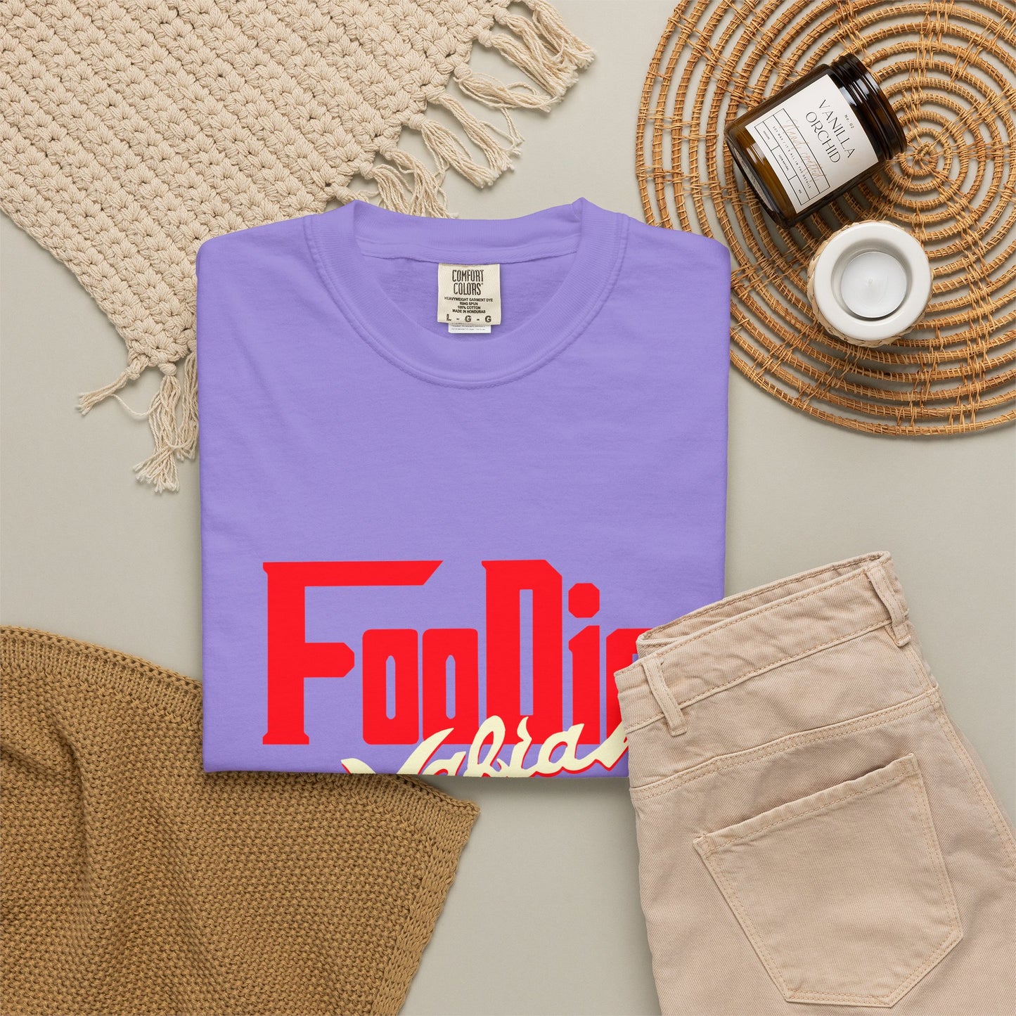 L.O.E.F Red Foodie Mafia Unisex Tee Shirt (Cream)