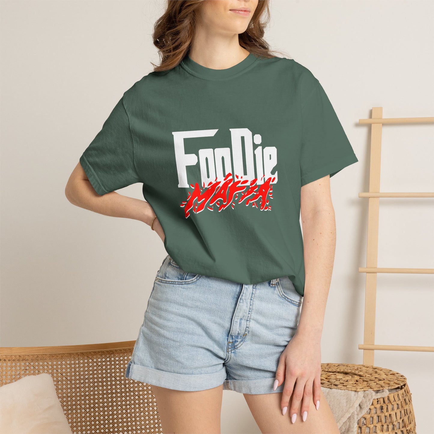 L.O.E.F White Foodie Mafia Unisex Tee shirt (Candy Apple Red)
