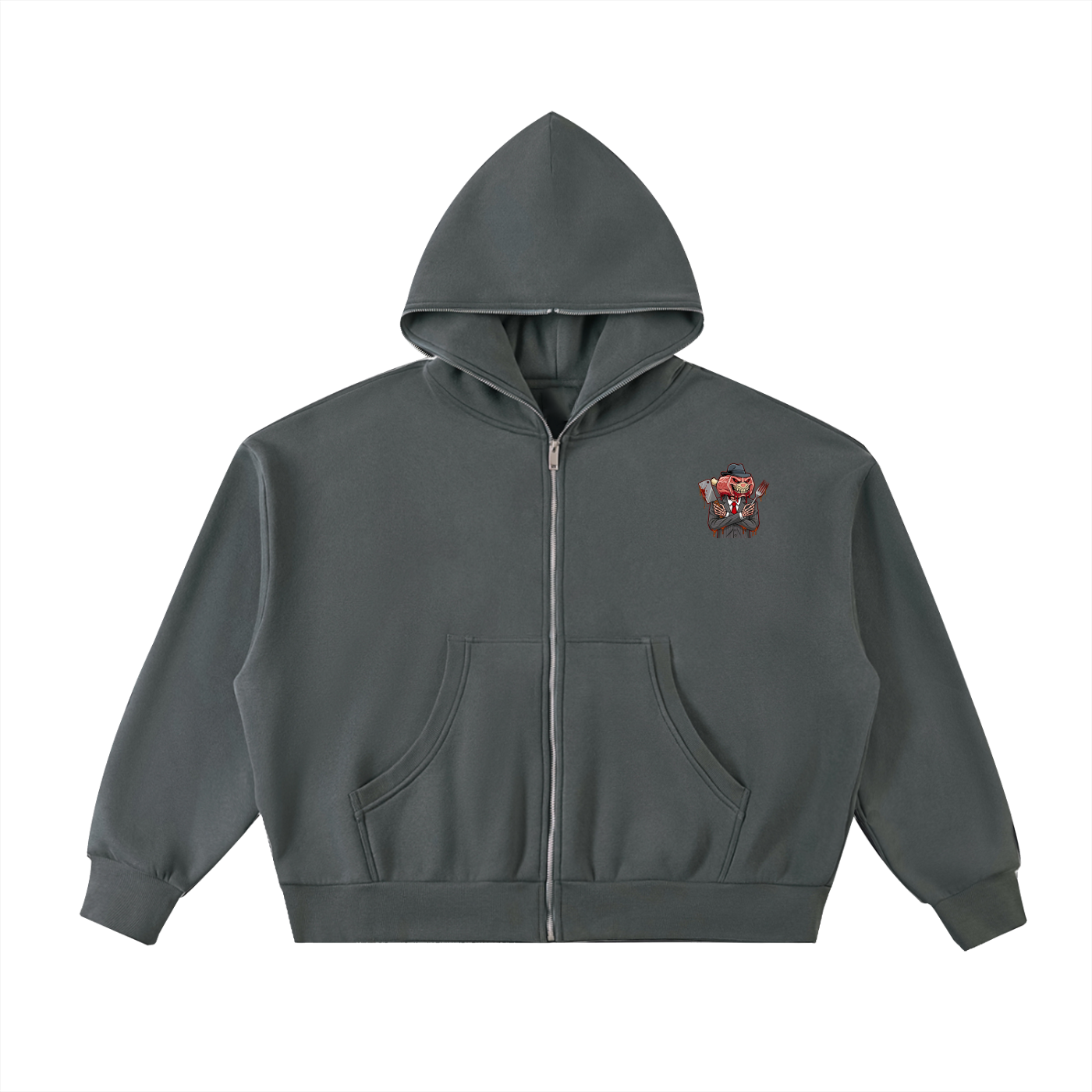 L.O.E.F. Life Oxtail Mafia Fleeced Full Zip Boxy Hoodie