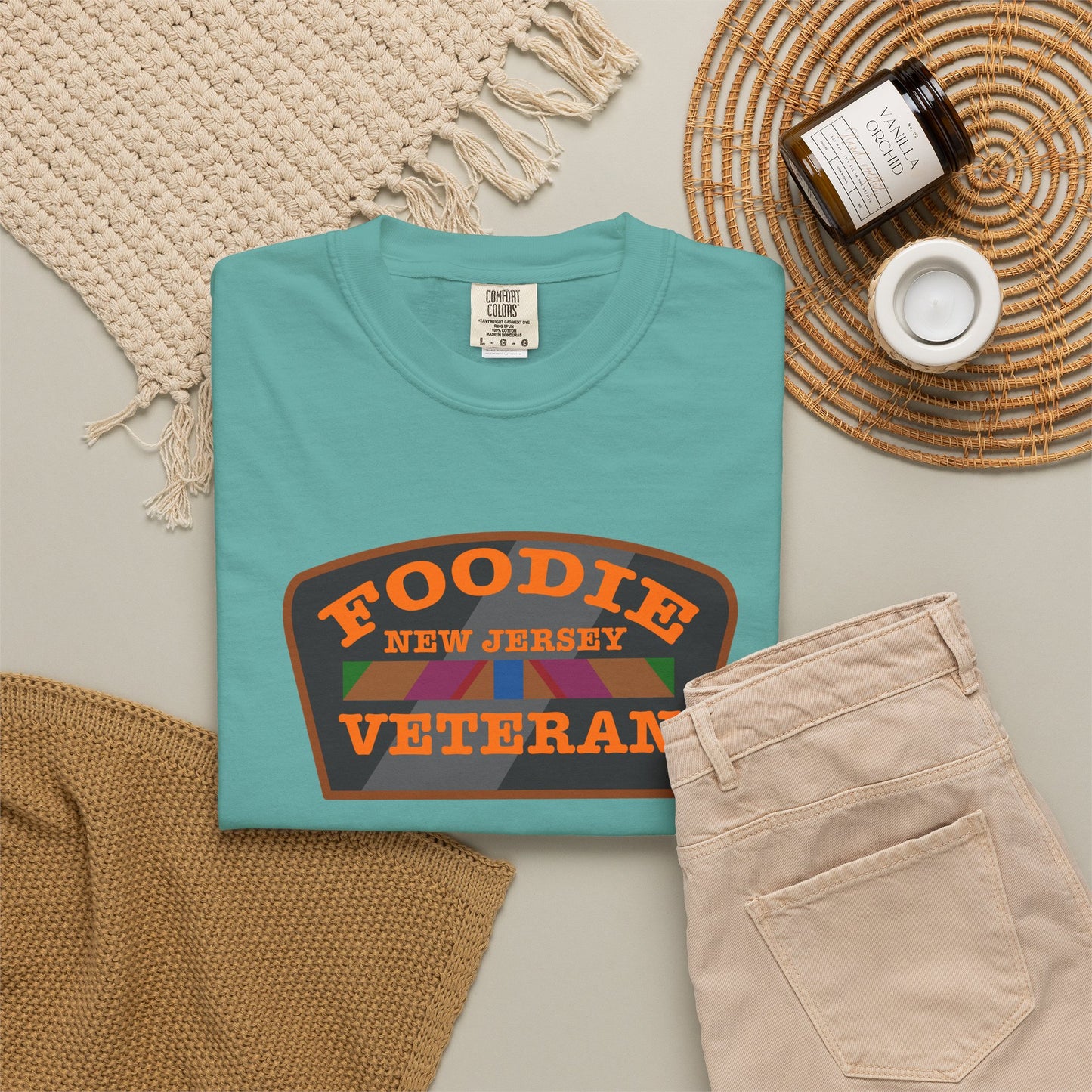 L.O.E.F Foodie Veteran NEW JERSEY Unisex Tee Shirt (Orange)