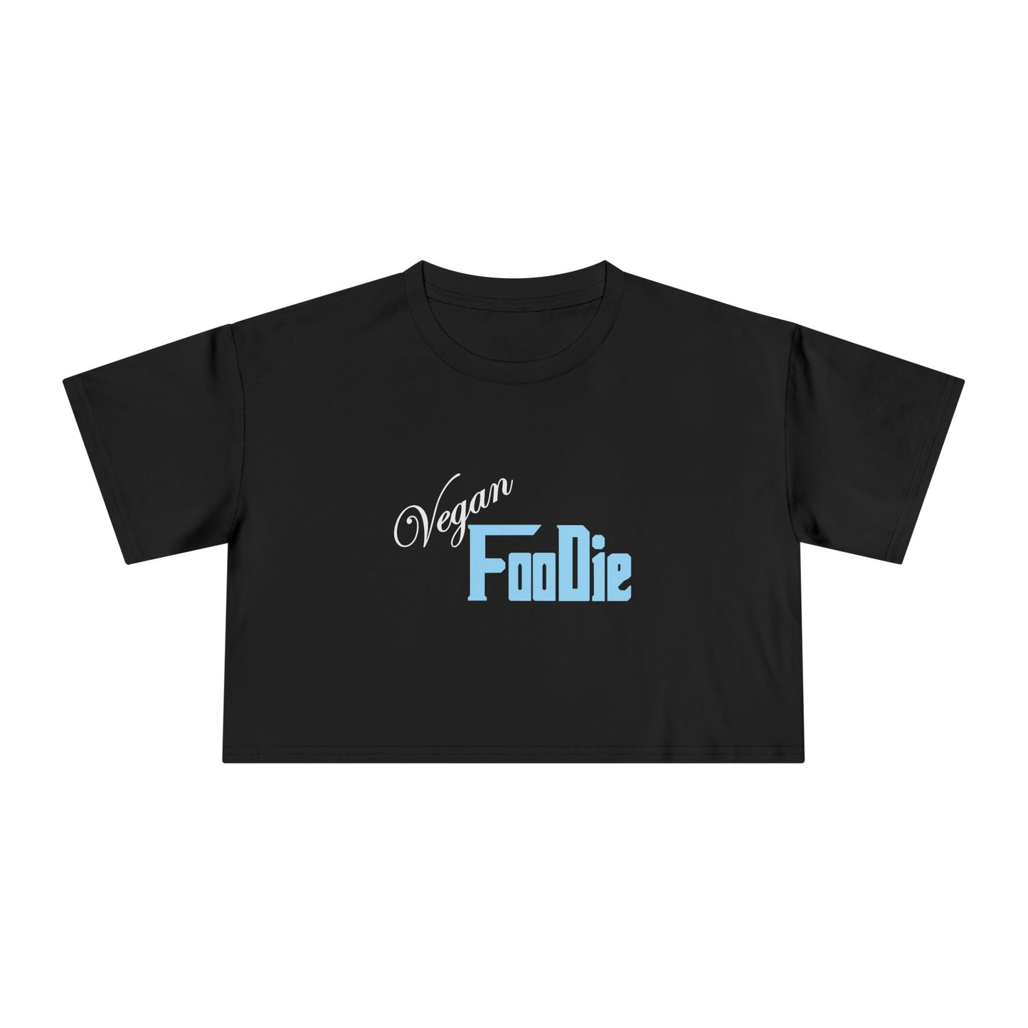 L.O.E.F Women Vegan Foodie Crop Tee (Light Blue)