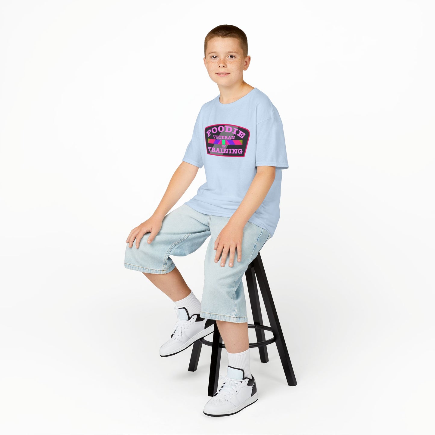 L.O.E.F Foodie Veteran In Training Kids Tee Shirt (Pink)