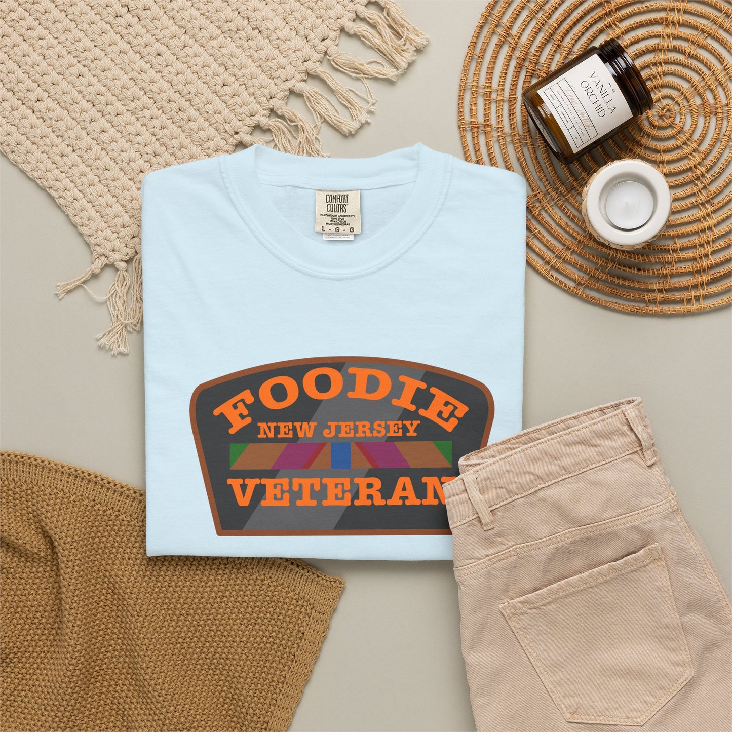 L.O.E.F Foodie Veteran NEW JERSEY Unisex Tee Shirt (Orange)