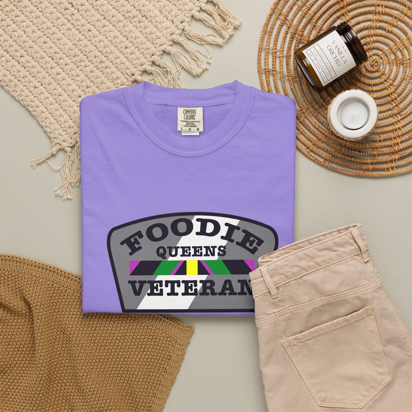 L.O.E.F Foodie Veteran Queens Unisex Tee Shirt (Gray)