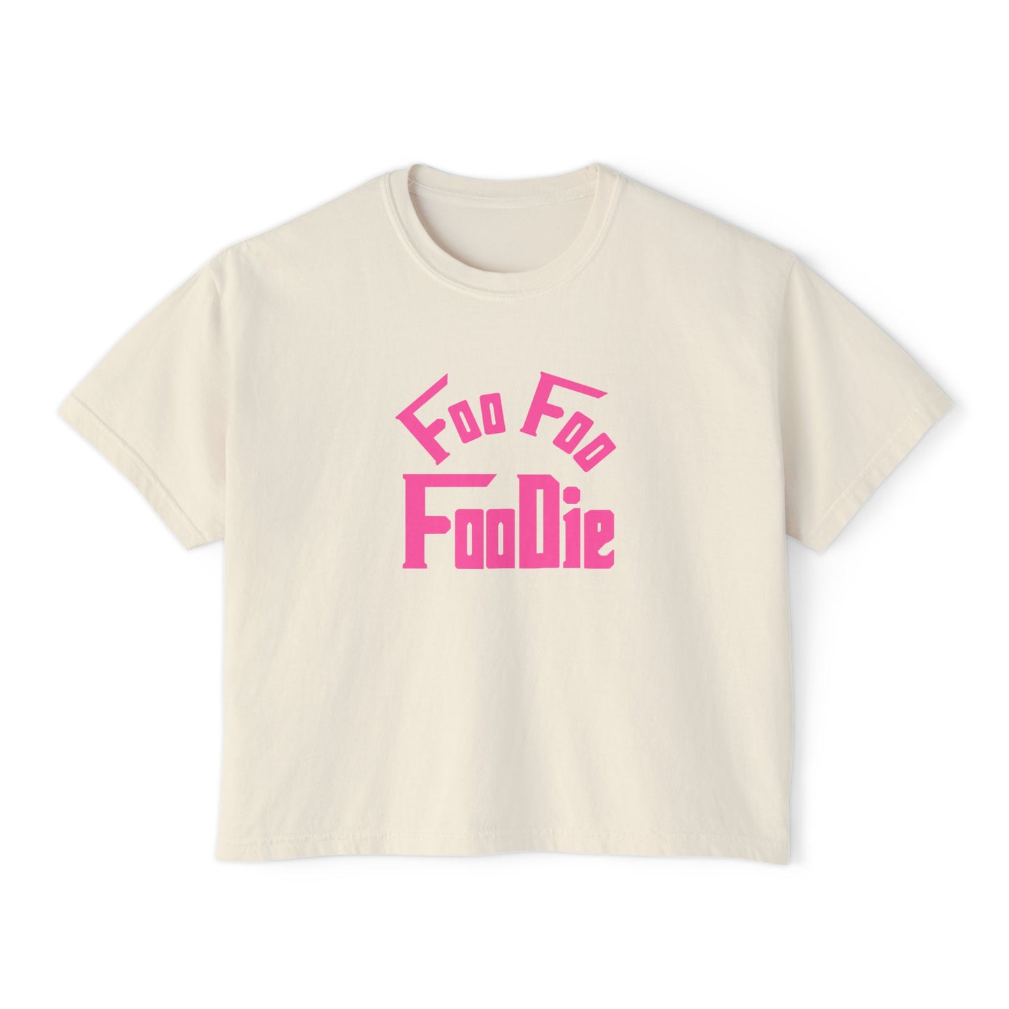 L.O.E.F FOO FOO FOODIE Women Boxy Tee(Hot Pink)