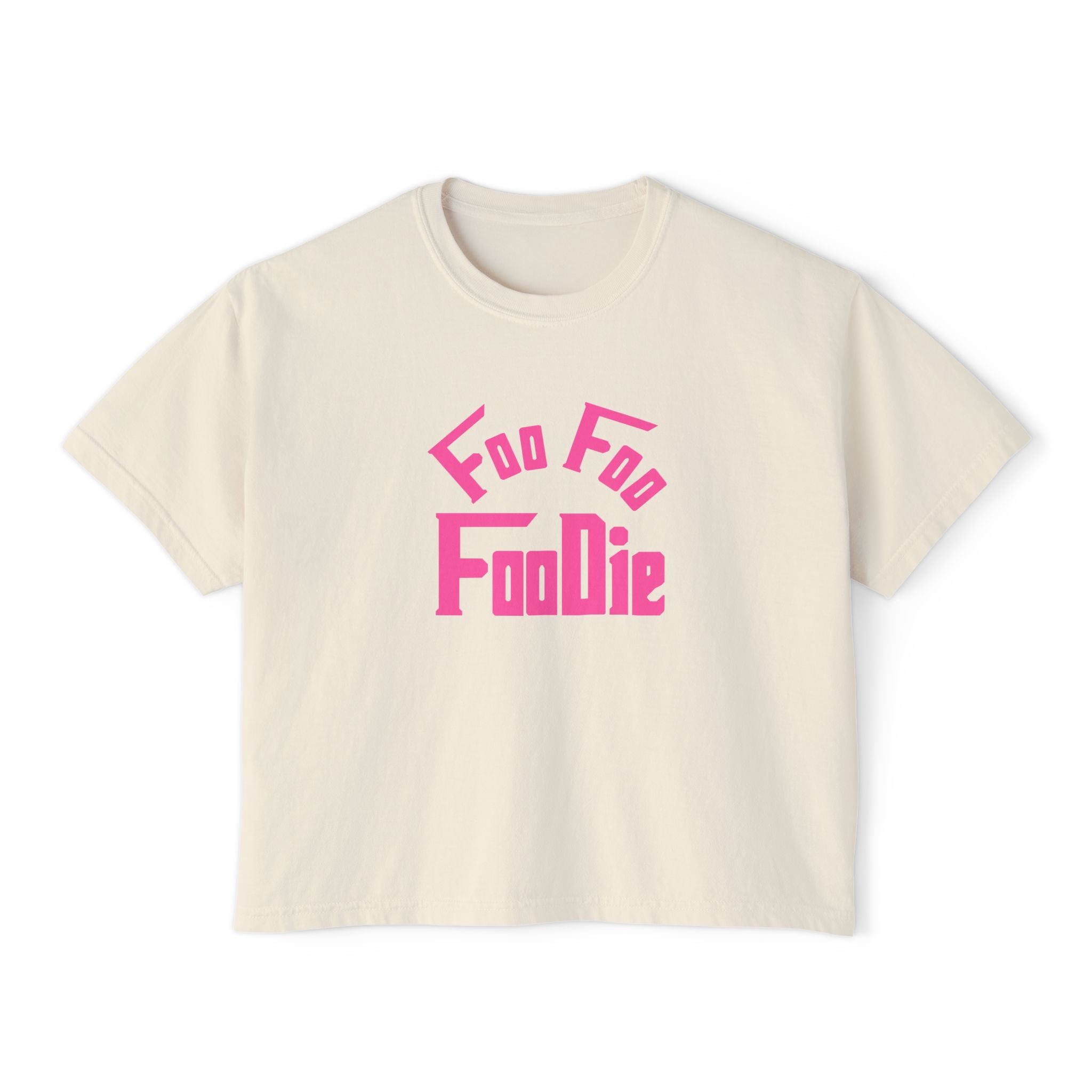 L.O.E.F FOO FOO FOODIE Women Boxy Tee(Hot Pink)