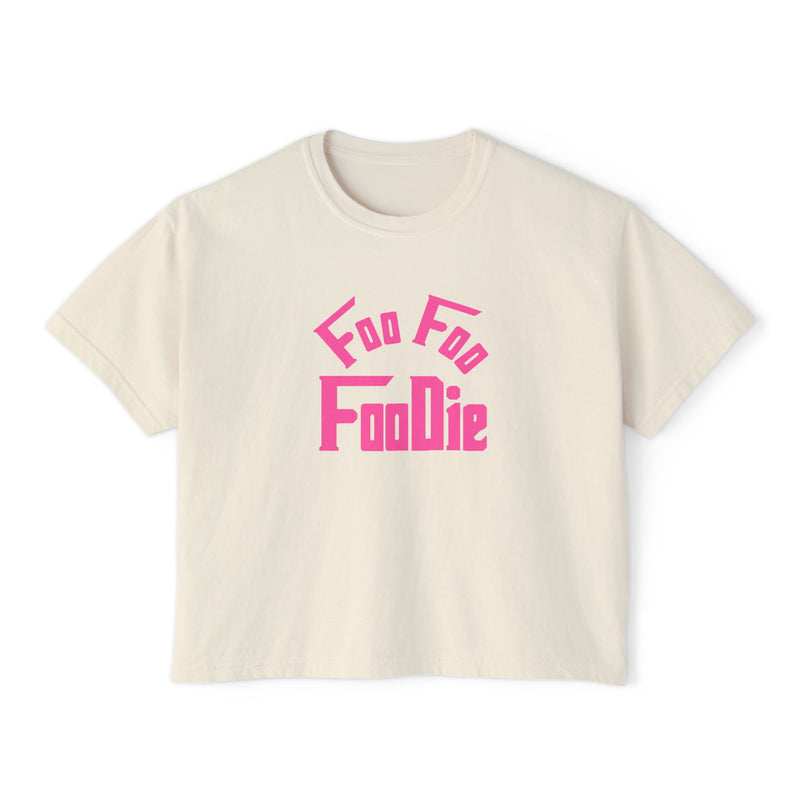L.O.E.F FOO FOO FOODIE Women Boxy Tee(Hot Pink)