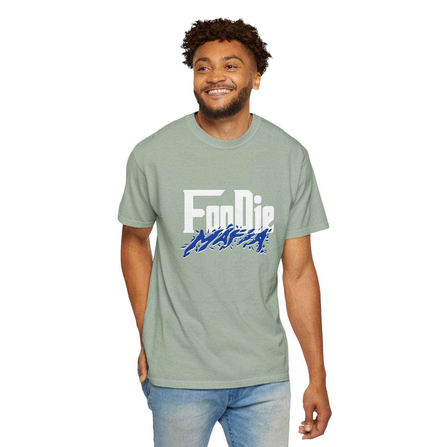 L.O.E.F White Foodie Mafia Unisex Tee shirt (Cobalt Blue)
