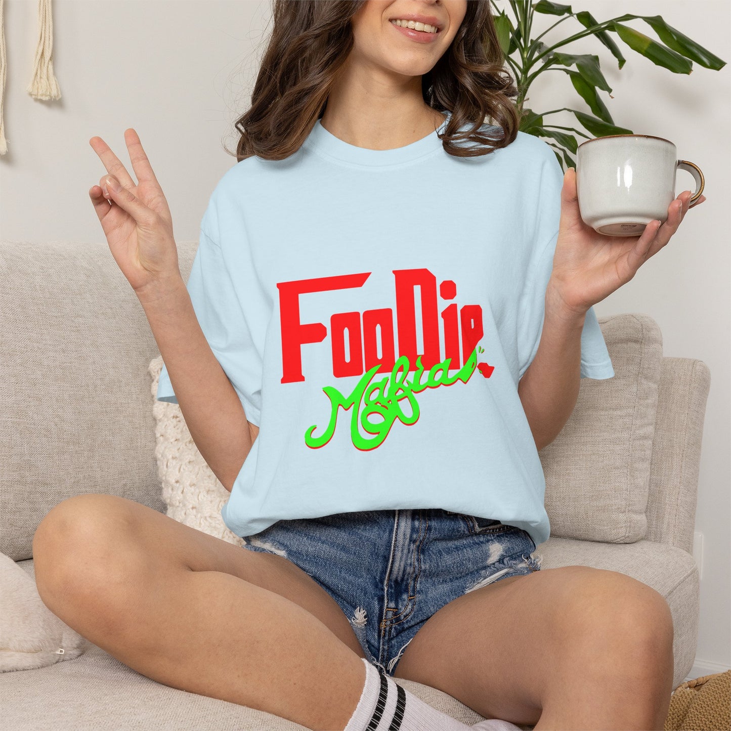 L.O.E.F Red Foodie Mafia Unisex Tee Shirt (Neon Green)