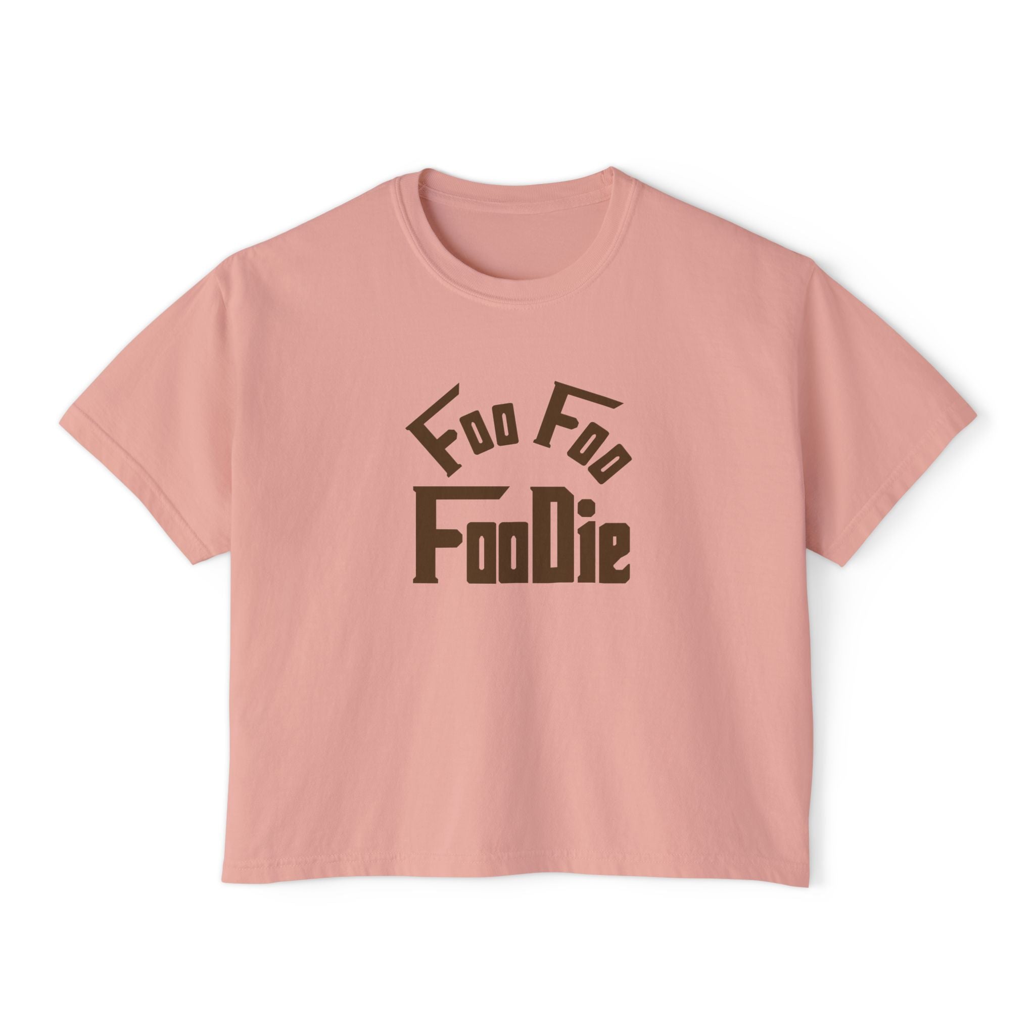 L.O.E.F FOO FOO FOODIE Women Boxy Tee(Dark Brown)