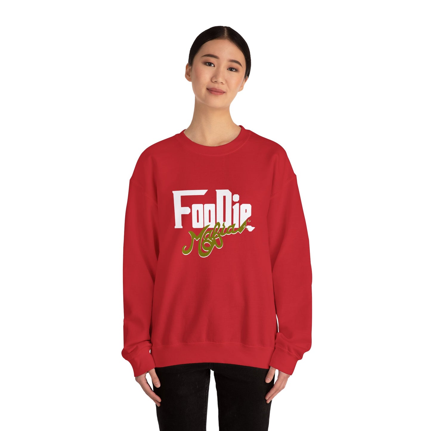 L.O.E.F White Foodie Mafia Unisex Sweatshirt (Olive)
