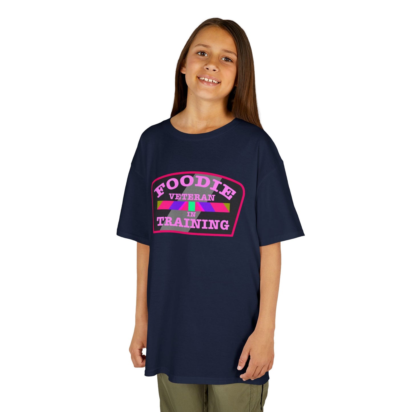 L.O.E.F Foodie Veteran In Training Kids Tee Shirt (Pink)