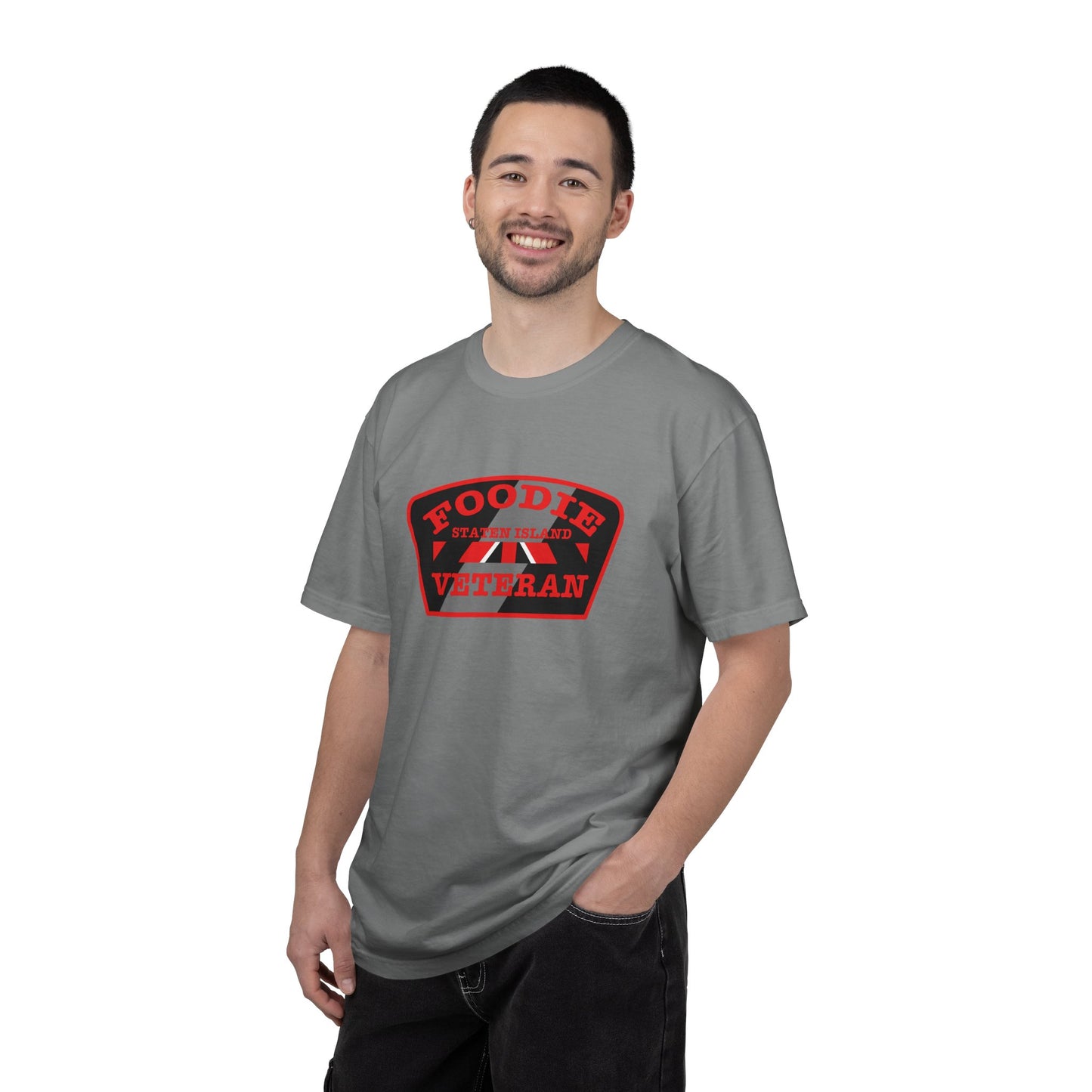 L.O.E.F Foodie Veteran STATEN ISLAND Unisex Tee Shirt (Red)