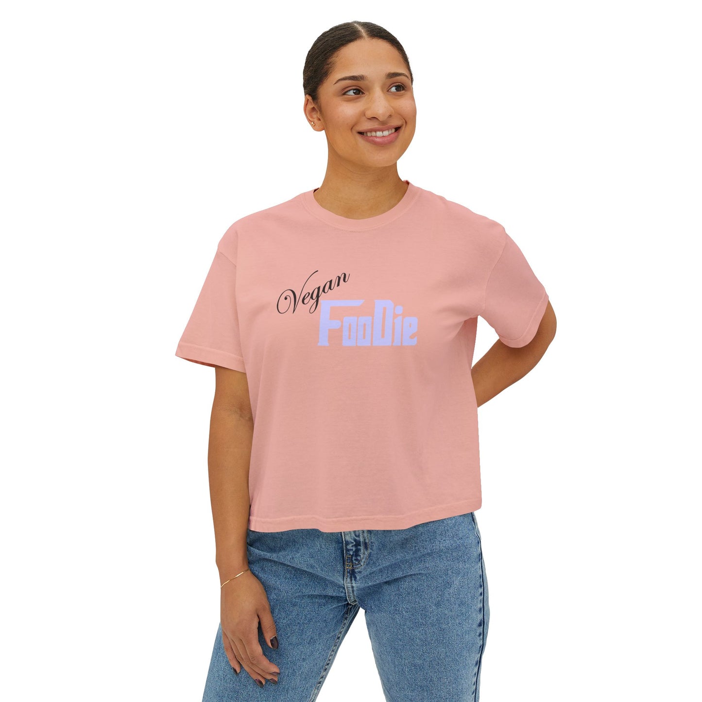 L.O.E.F Women Vegan Foodie Boxy Tee (Lavender)