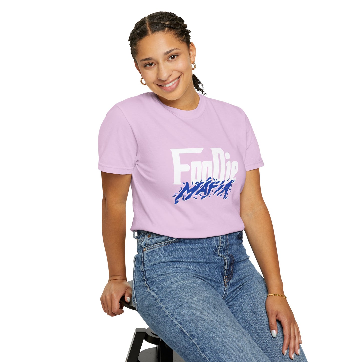 L.O.E.F White Foodie Mafia Unisex Tee shirt (Cobalt Blue)