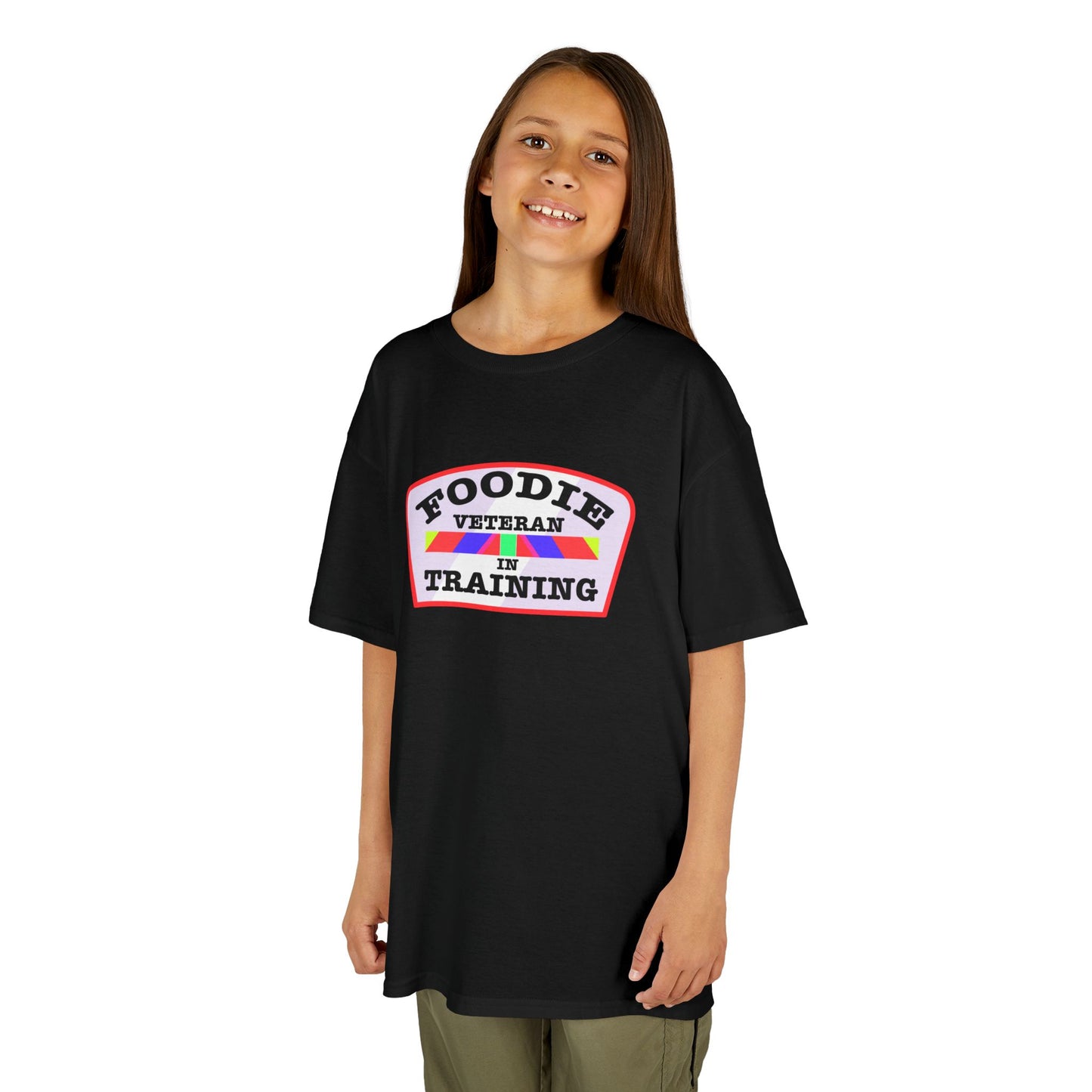 L.O.E.F Foodie Veteran In Training Kids Tee Shirt (Soft Pink)