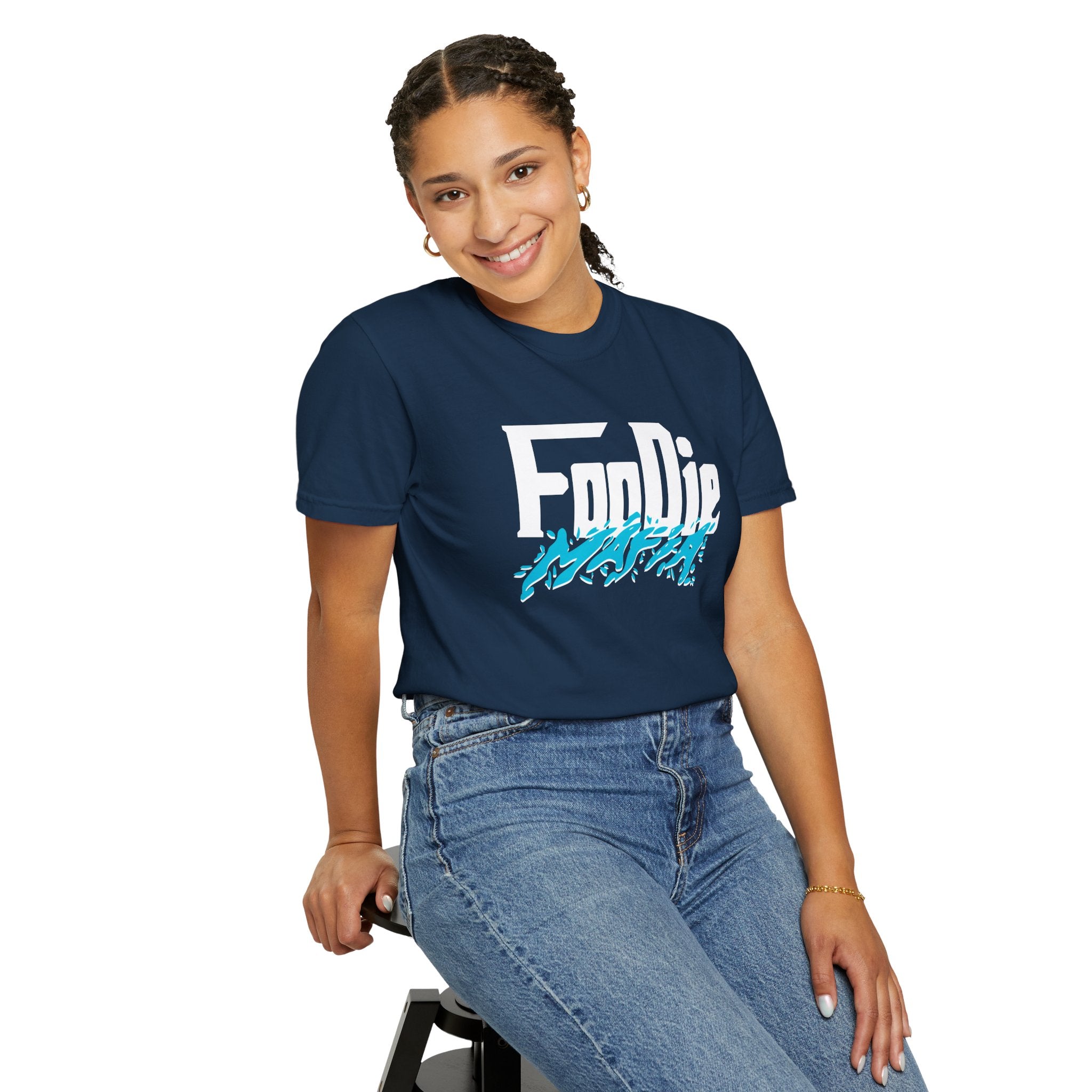 L.O.E.F Foodie Mafia Unisex Tee Shirt  (Aqua Blue)
