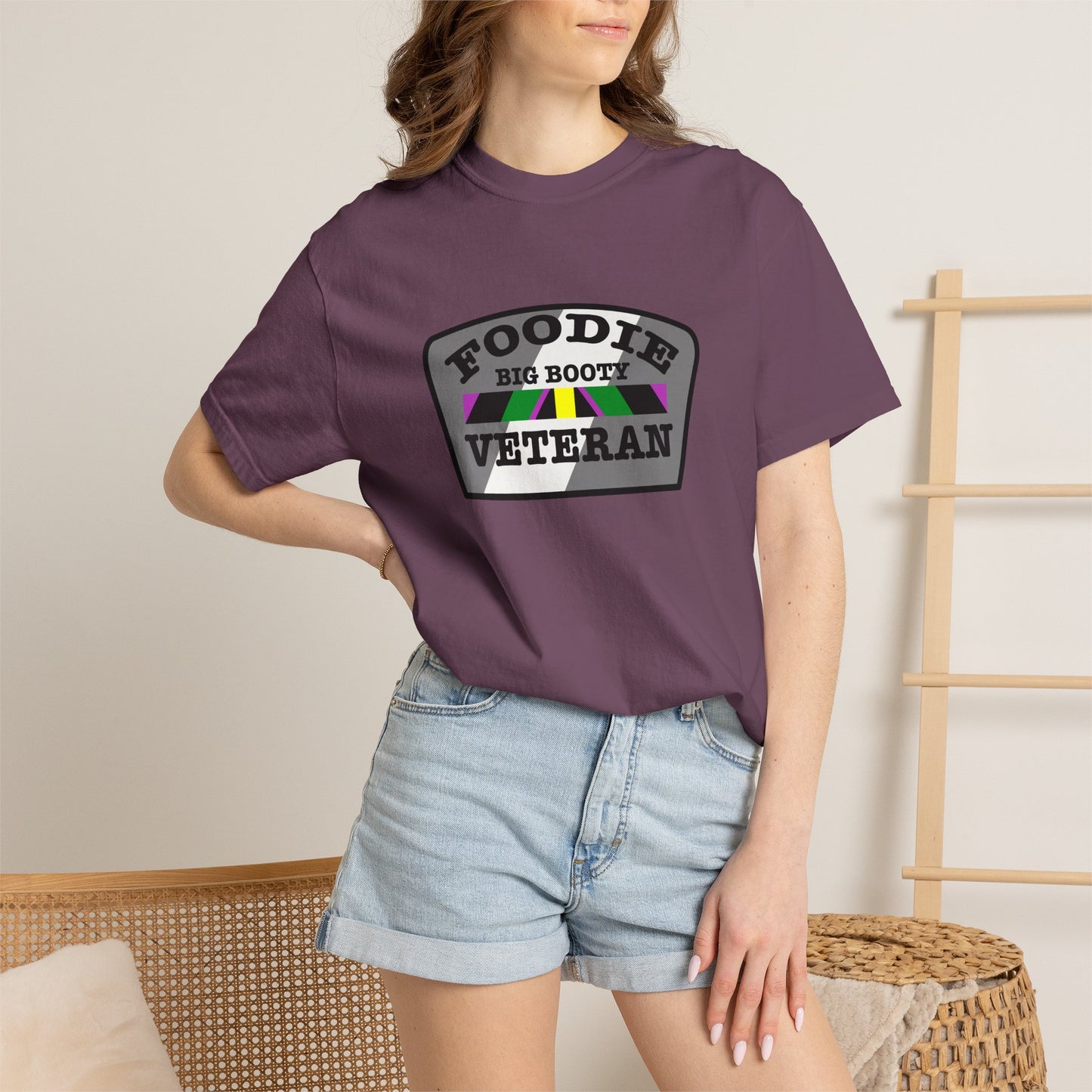 L.O.E.F Foodie Veteran Big Booty Unisex Tee Shirt (Gray)